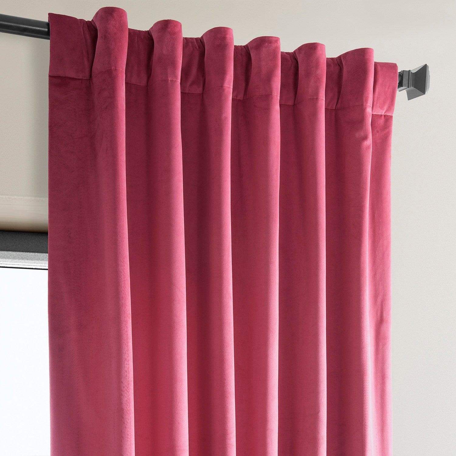 Dark Pink Heritage Plush Velvet Room Darkening Curtain - Image 3