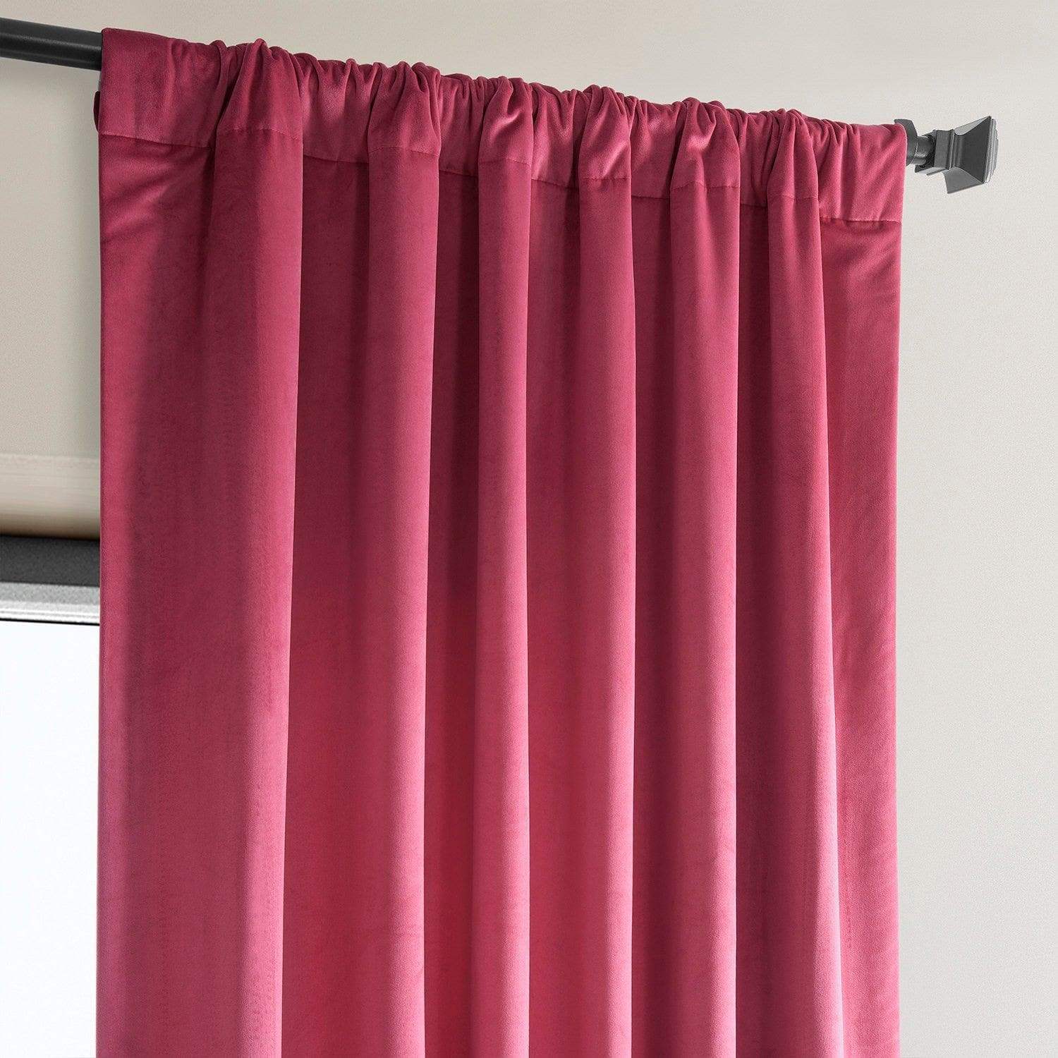 Dark Pink Heritage Plush Velvet Room Darkening Curtain - Image 4