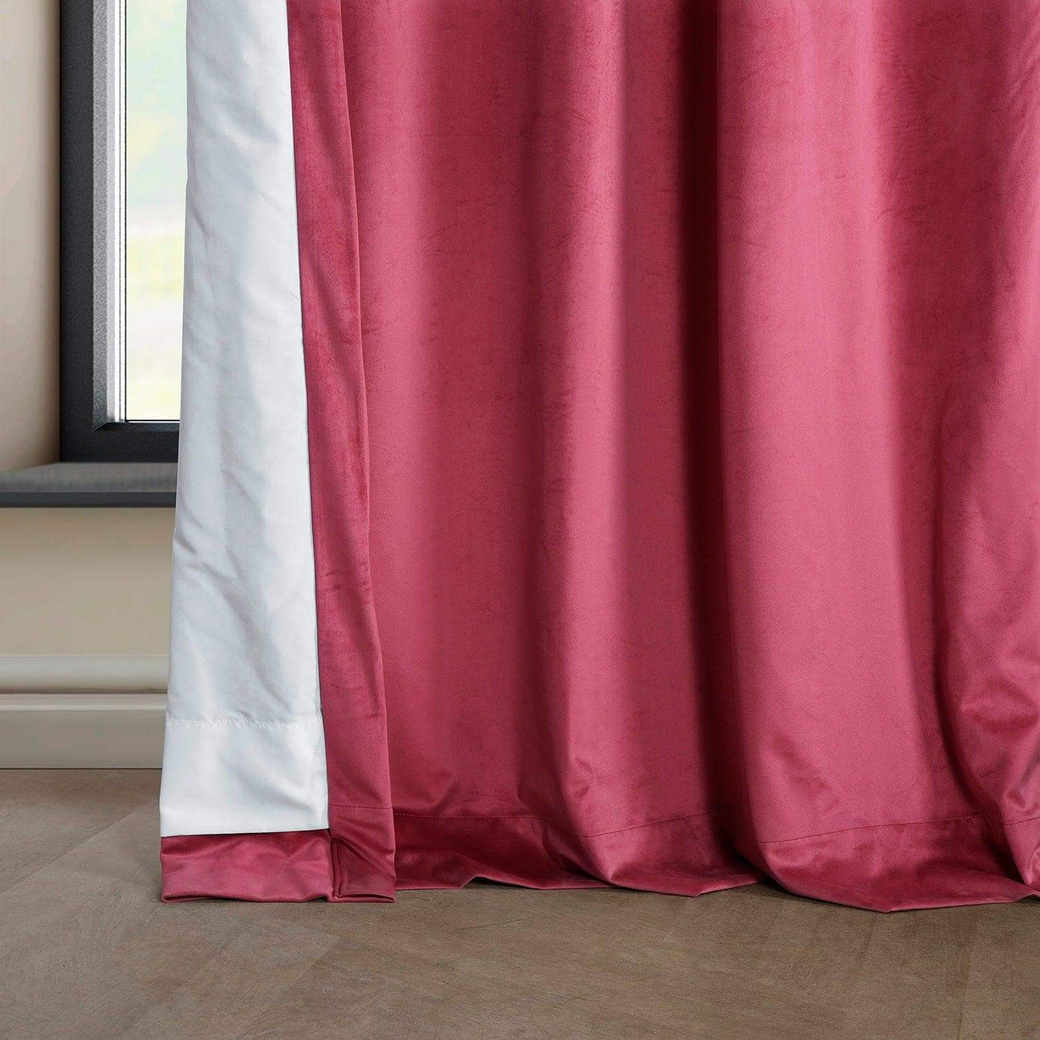 Dark Pink Heritage Plush Velvet Room Darkening Curtain - Image 5