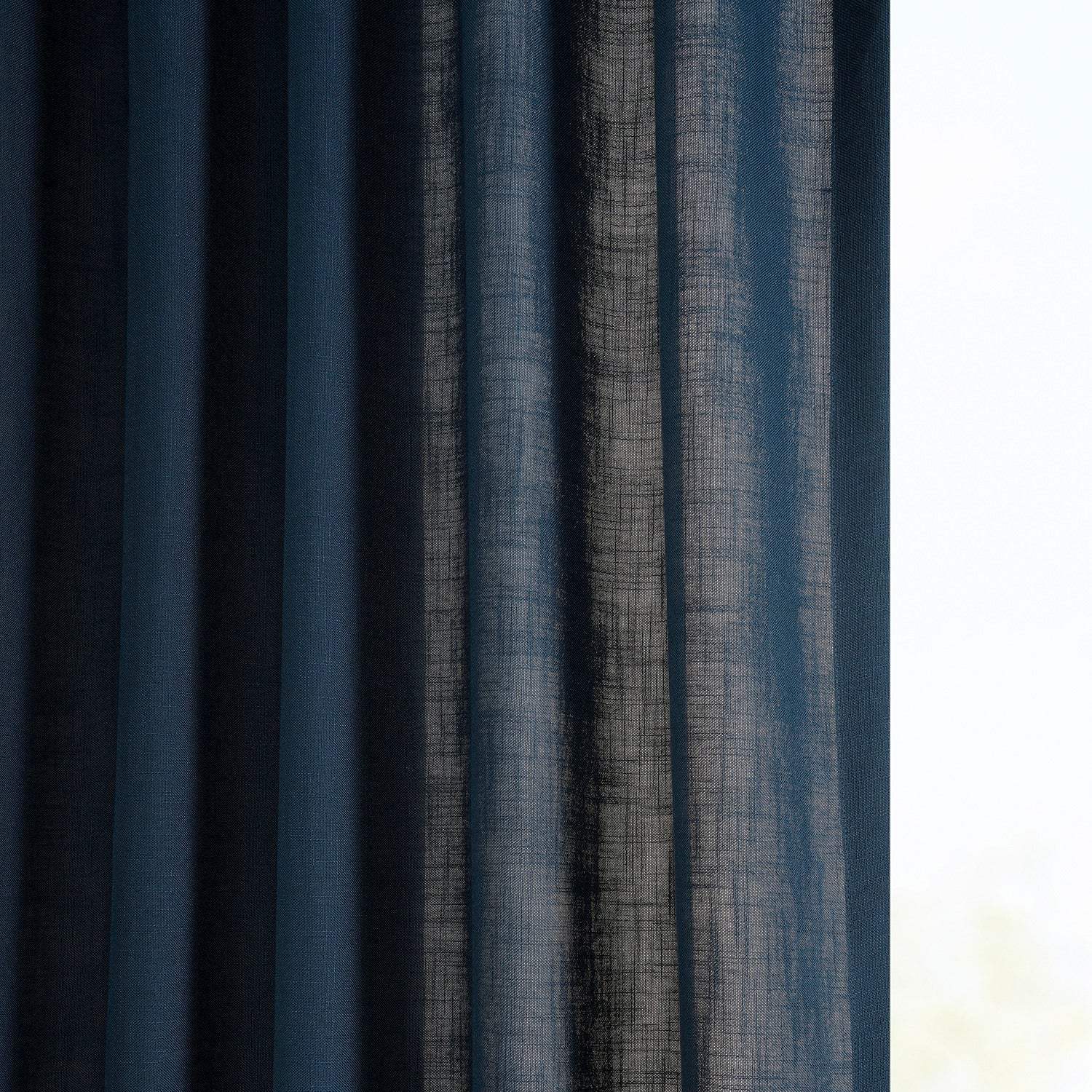 Deep Blue Classic Faux Linen Custom Curtain - Image 4