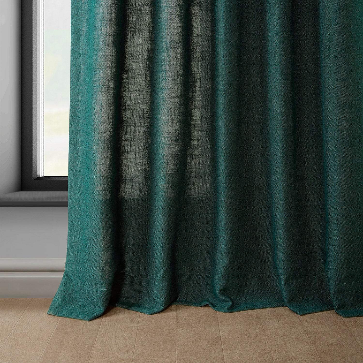 Deep Green Classic Faux Linen Custom Curtain - Image 3