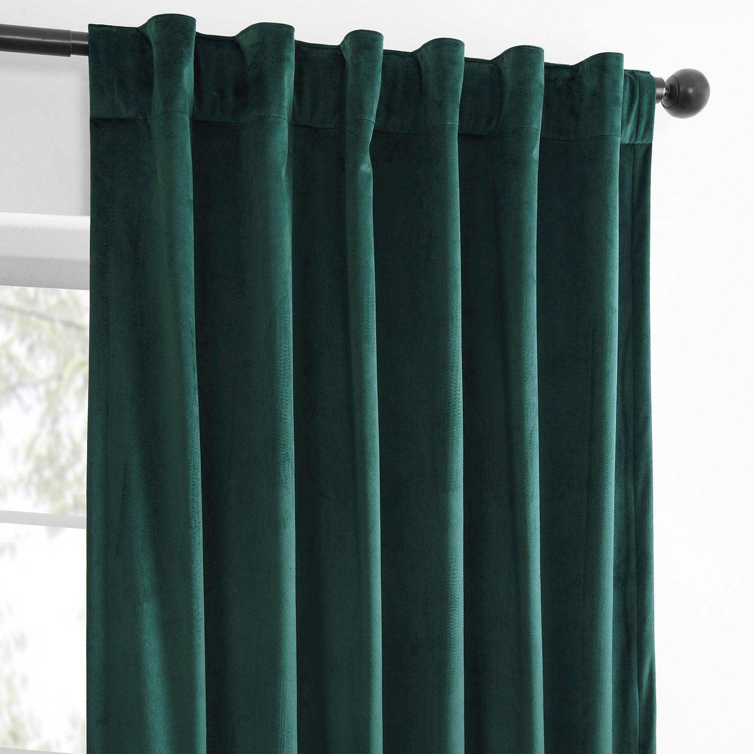 Deep Green Simply Velvet Room Darkening Curtain Pair (2 Panels) - Image 3