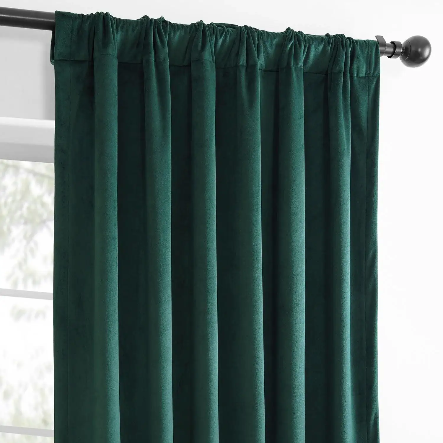 Deep Green Simply Velvet Room Darkening Curtain Pair (2 Panels) - Image 4