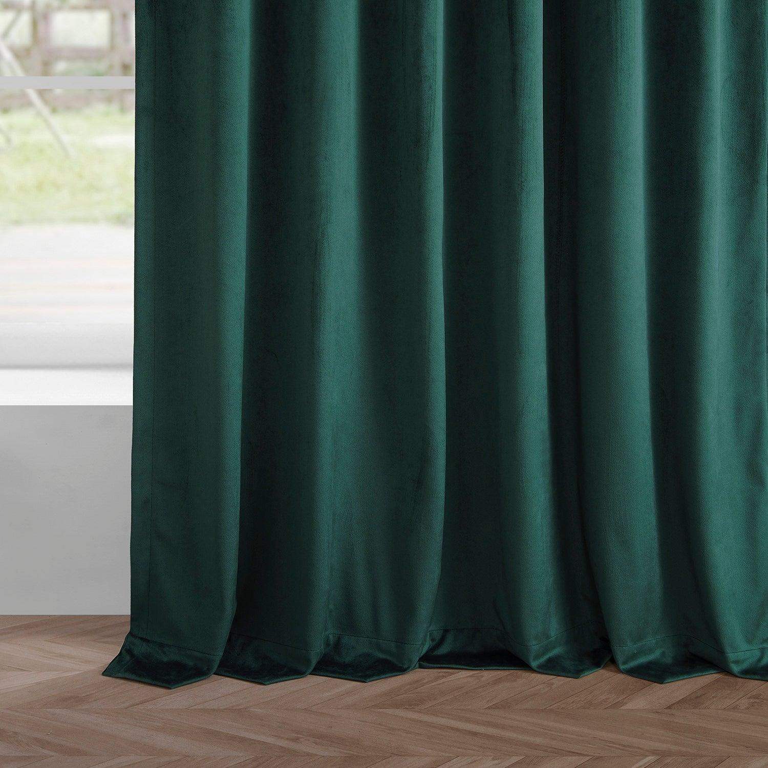Deep Green Simply Velvet Room Darkening Curtain Pair (2 Panels) - Image 5
