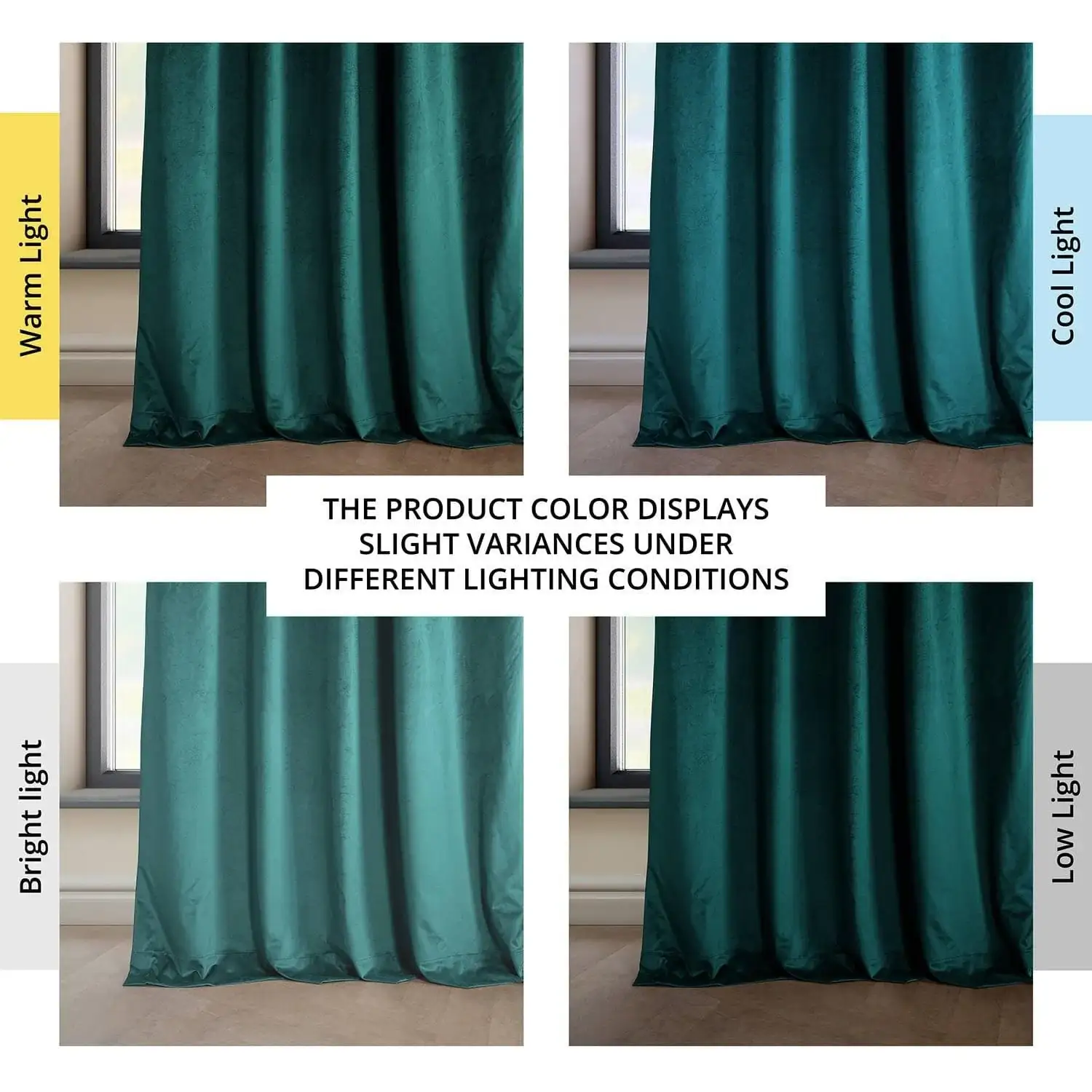 Deep Sea Teal Heritage Plush Velvet Room Darkening Curtain - Image 6