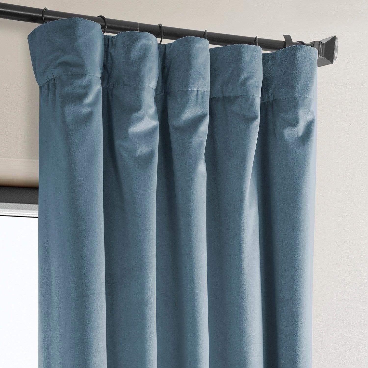 Denmark Blue Heritage Plush Velvet Room Darkening Curtain - Image 2