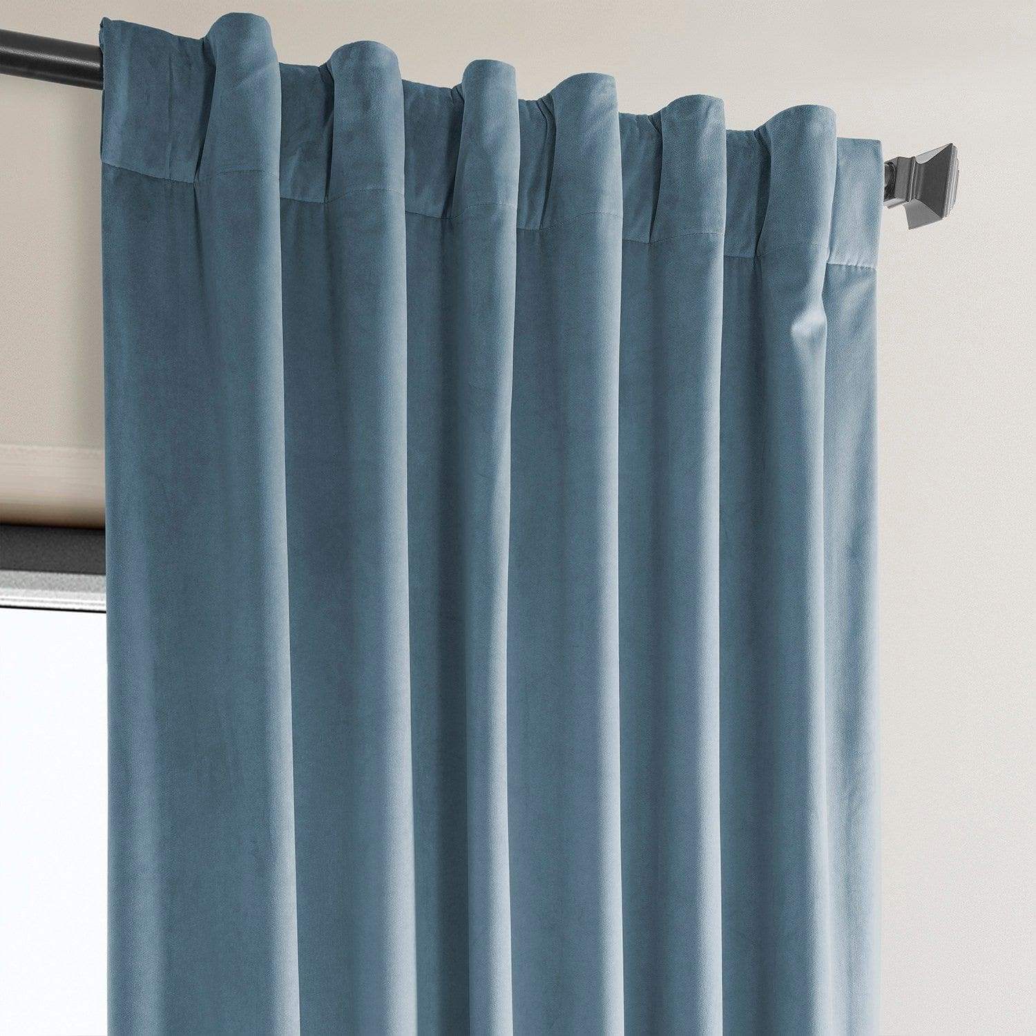 Denmark Blue Heritage Plush Velvet Room Darkening Curtain - Image 3