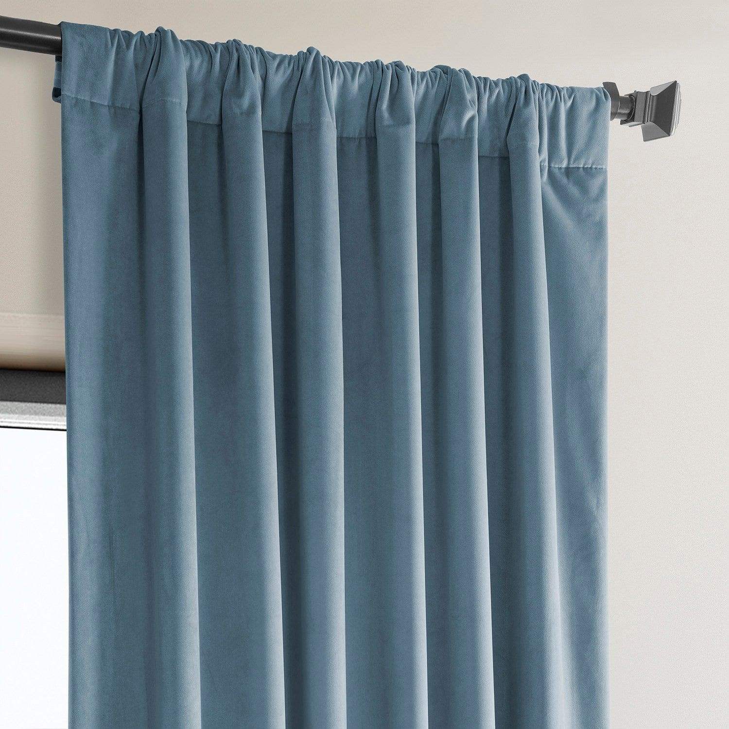 Denmark Blue Heritage Plush Velvet Room Darkening Curtain - Image 4