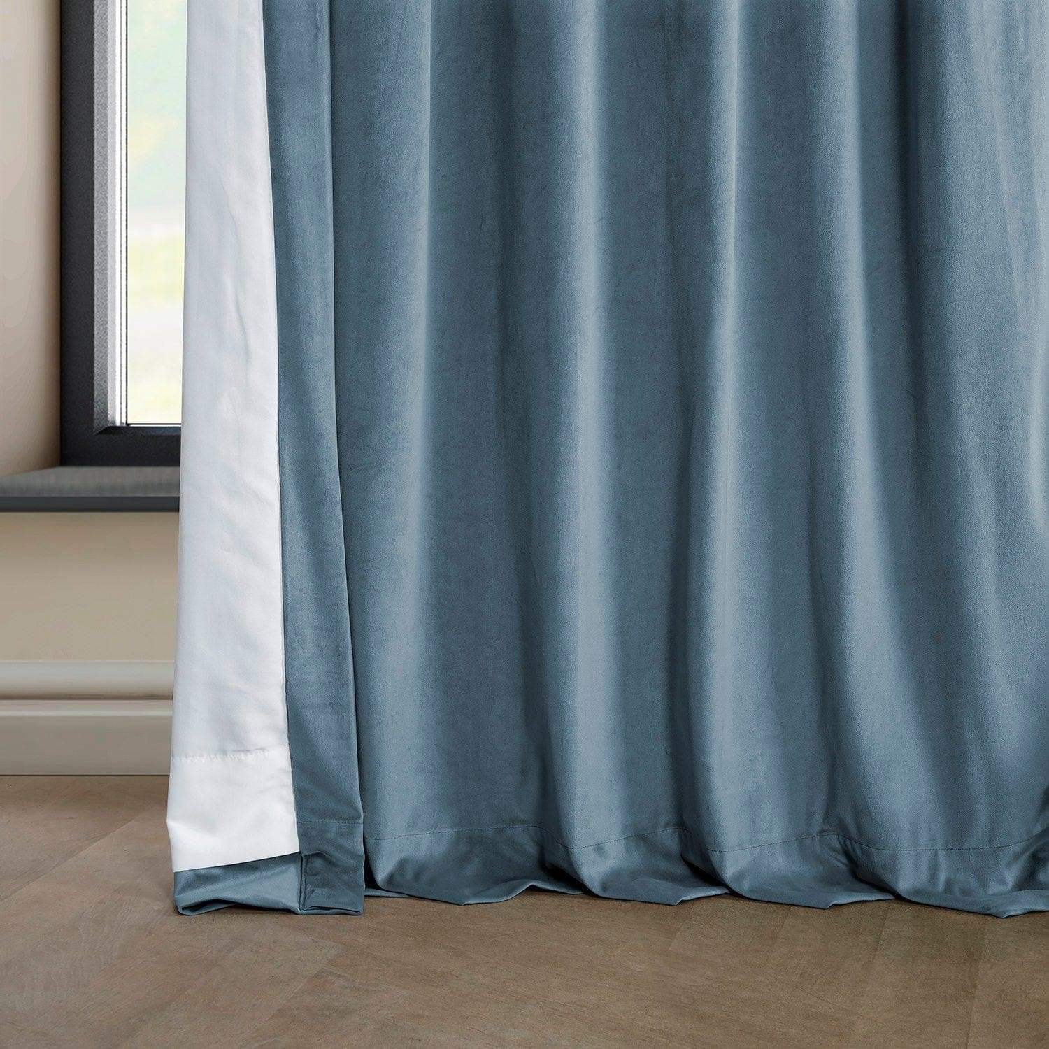 Denmark Blue Heritage Plush Velvet Room Darkening Curtain - Image 5