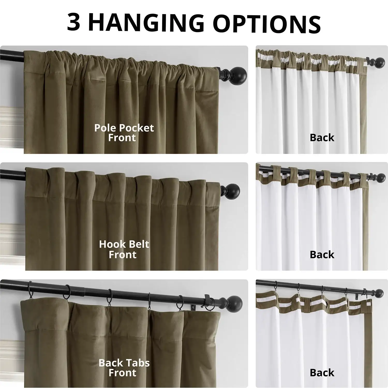 Denver Taupe Signature Velvet Blackout Curtain - Image 2