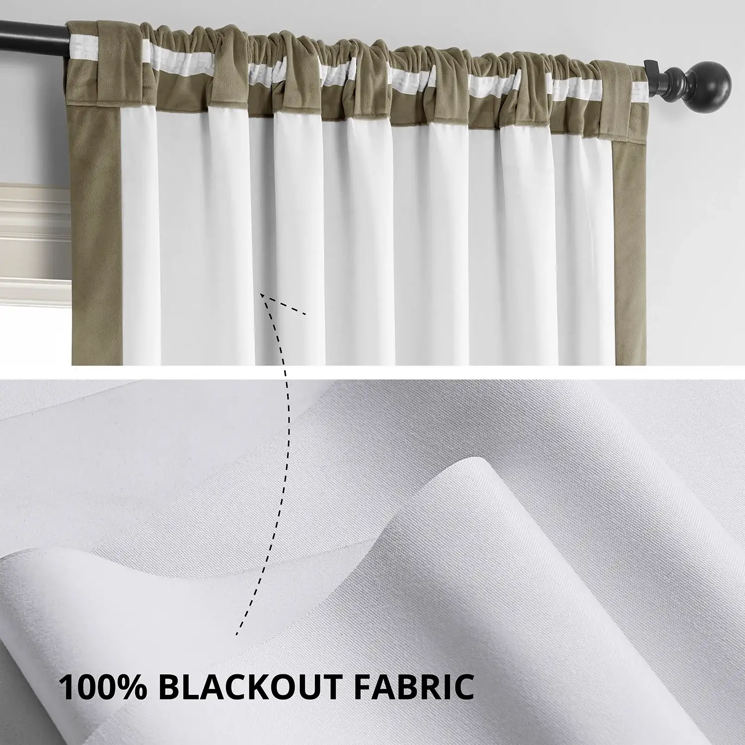 Denver Taupe Signature Velvet Blackout Curtain - Image 3