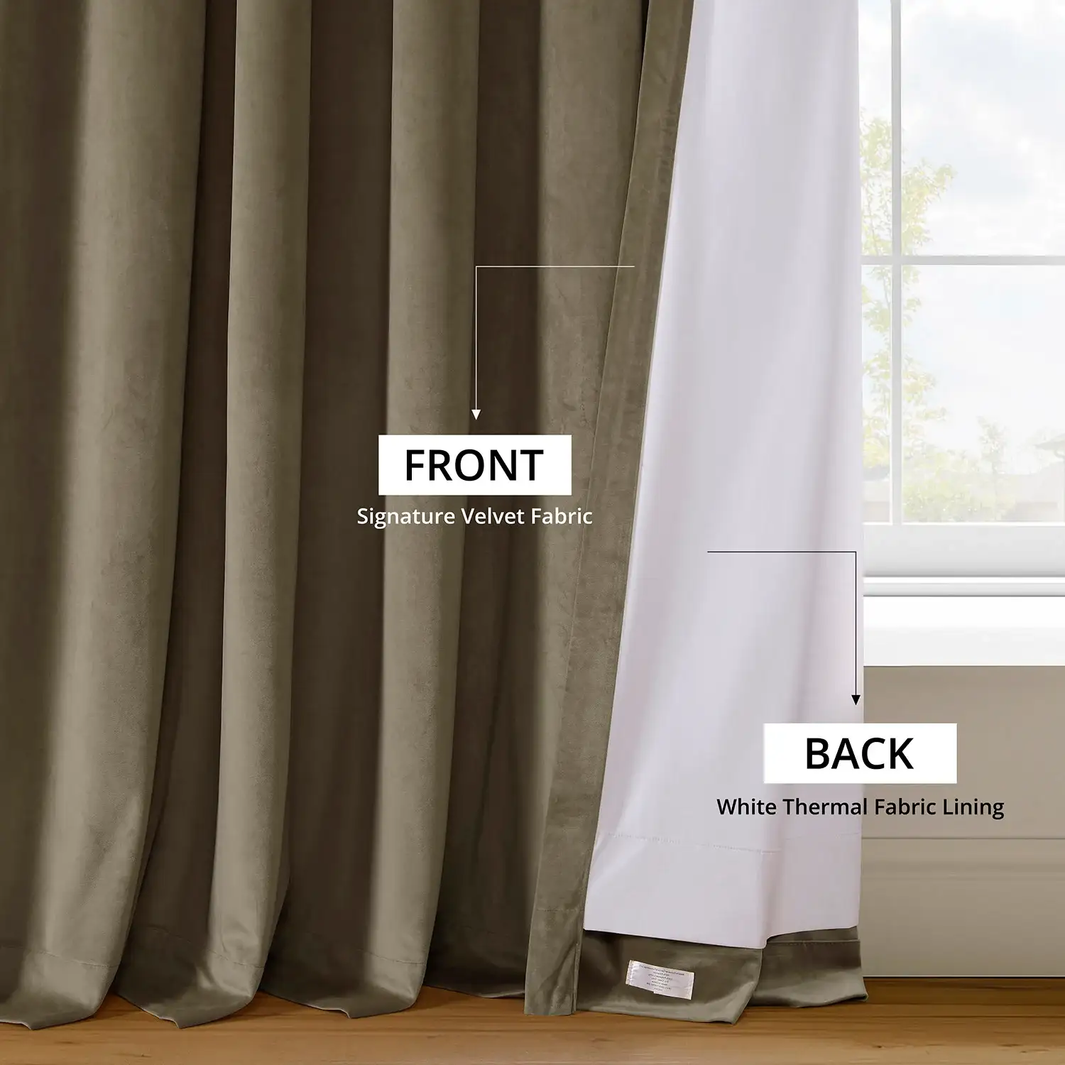 Denver Taupe Signature Velvet Blackout Curtain - Image 6
