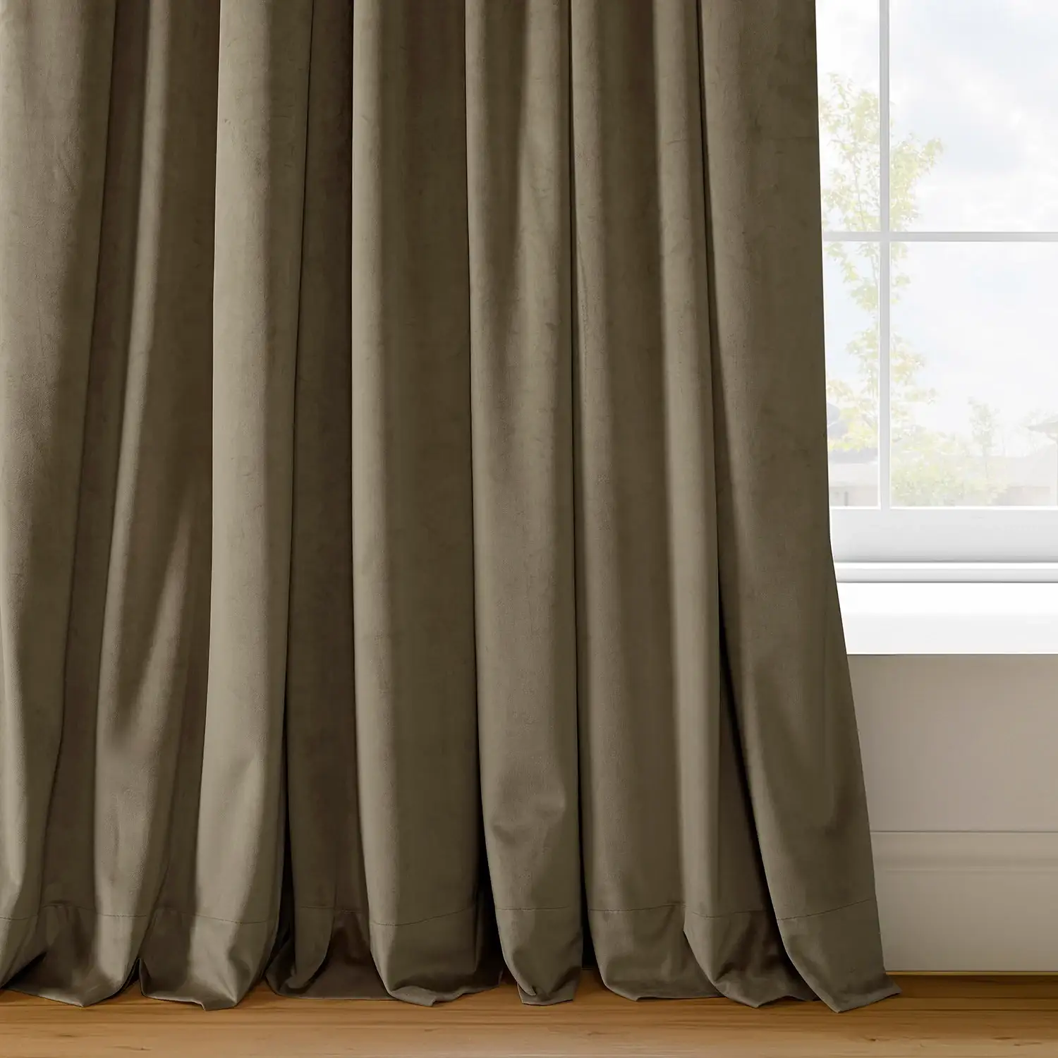 Denver Taupe Signature Velvet Custom Curtain - Image 3