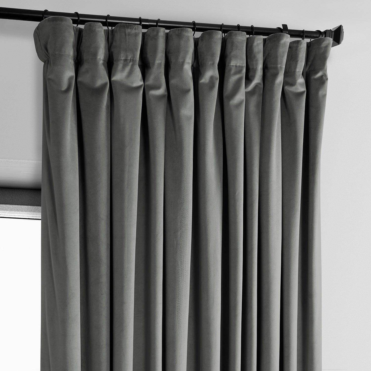 Destiny Grey Extra Wide Heritage Plush Velvet Room Darkening Curtain - Image 2