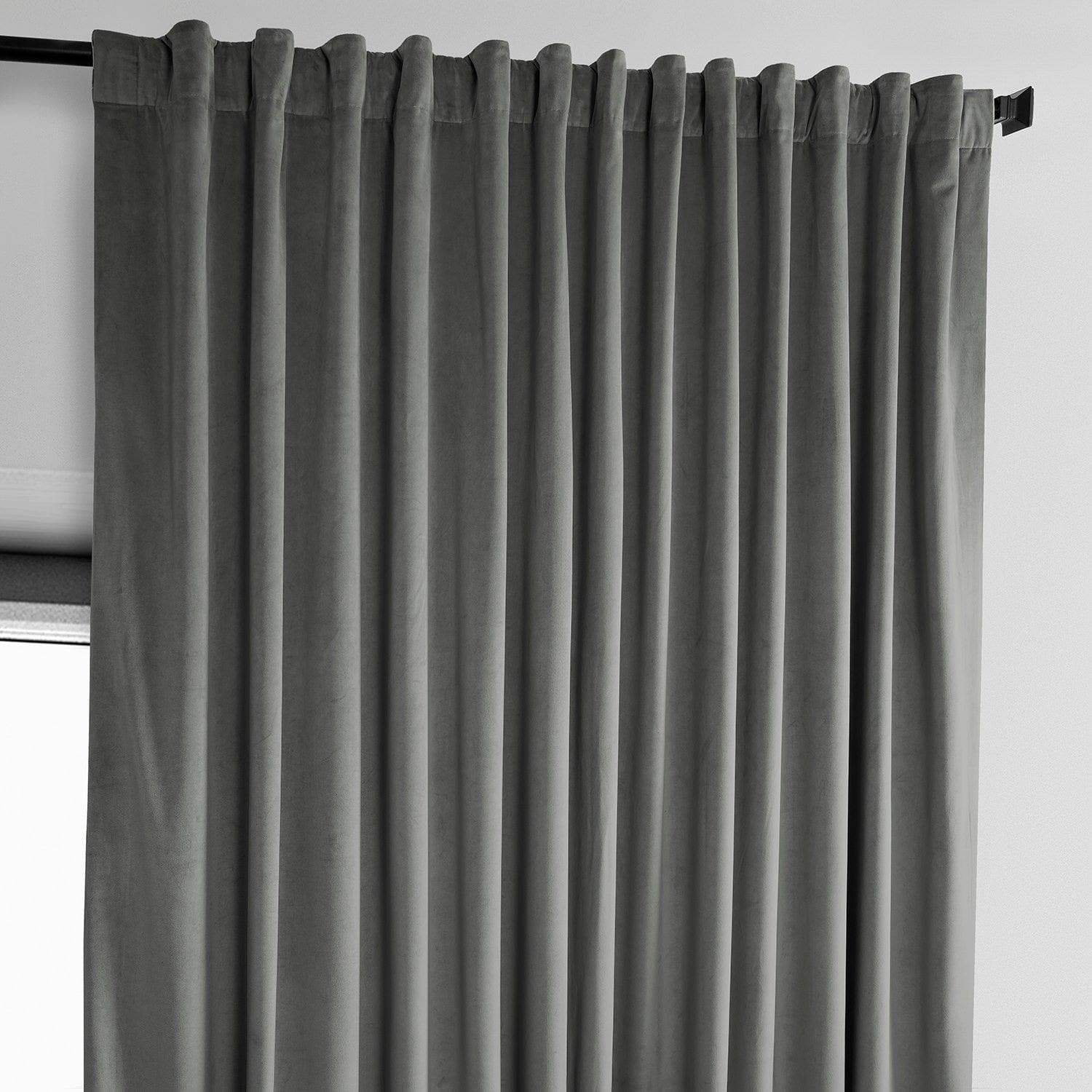Destiny Grey Extra Wide Heritage Plush Velvet Room Darkening Curtain - Image 3