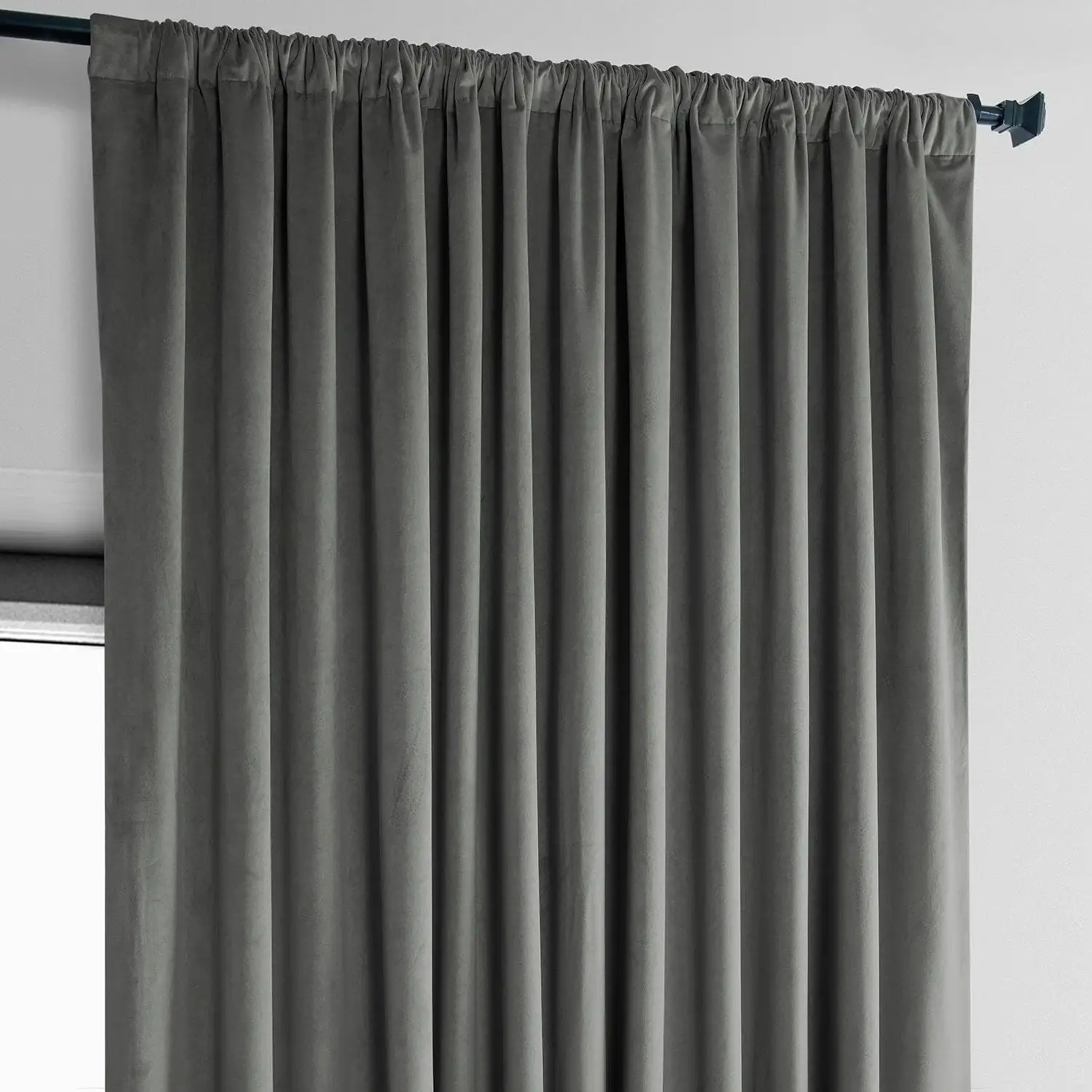 Destiny Grey Extra Wide Heritage Plush Velvet Room Darkening Curtain - Image 4