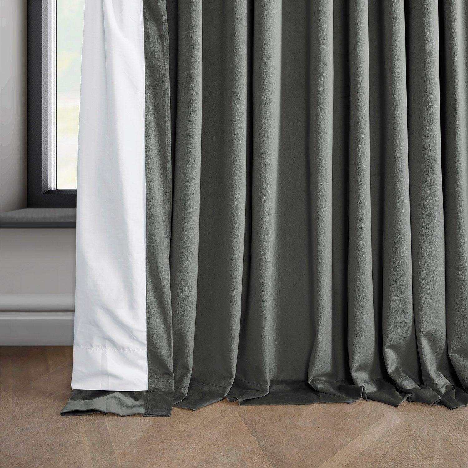 Destiny Grey Extra Wide Heritage Plush Velvet Room Darkening Curtain - Image 5