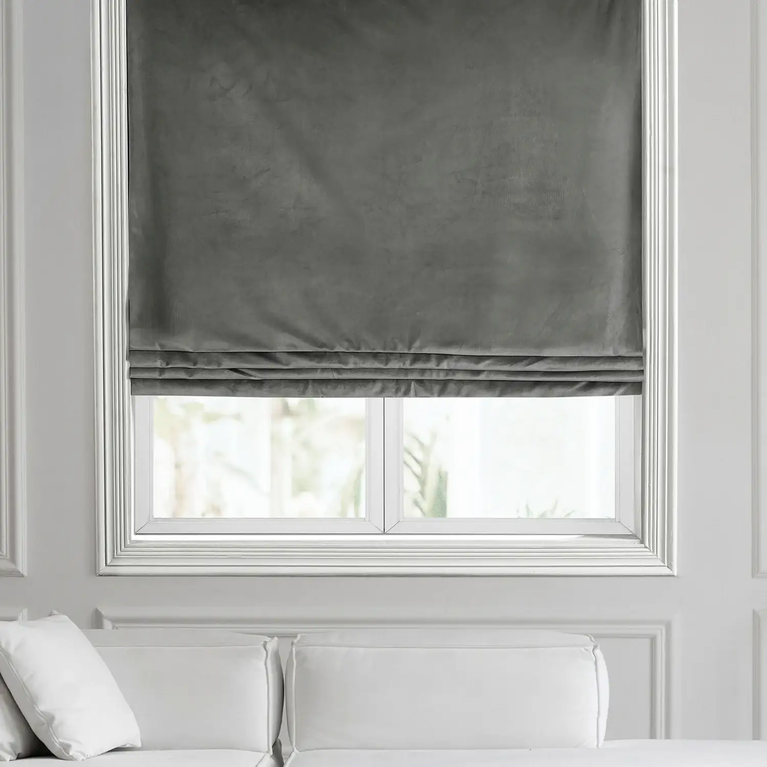 Destiny Grey Heritage Plush Velvet Roman Shade