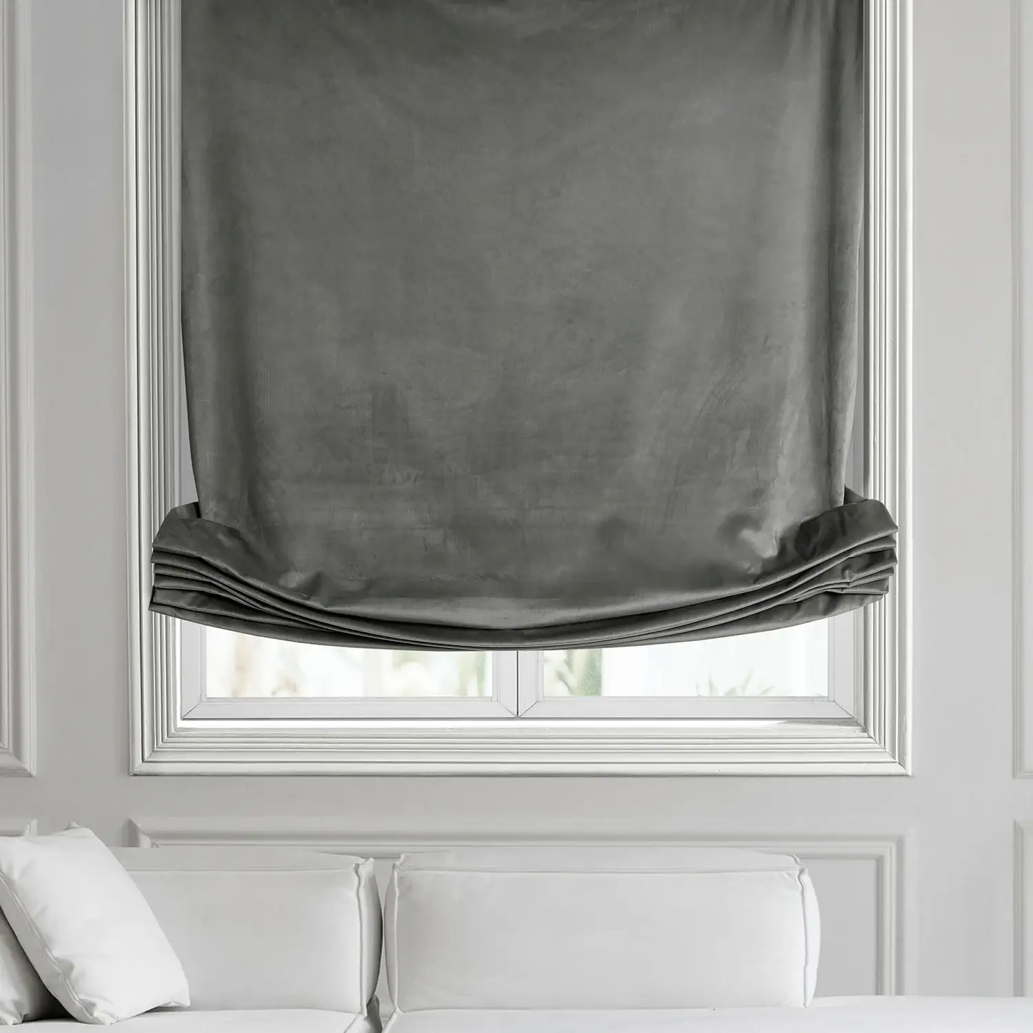 Destiny Grey Heritage Plush Velvet Roman Shade - Image 2