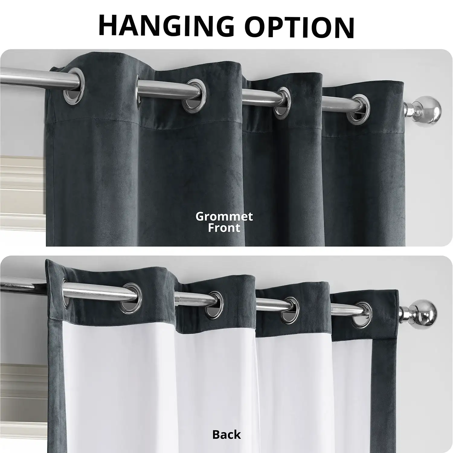 Distance Blue Grey Grommet Signature Velvet Blackout Curtain - Image 2