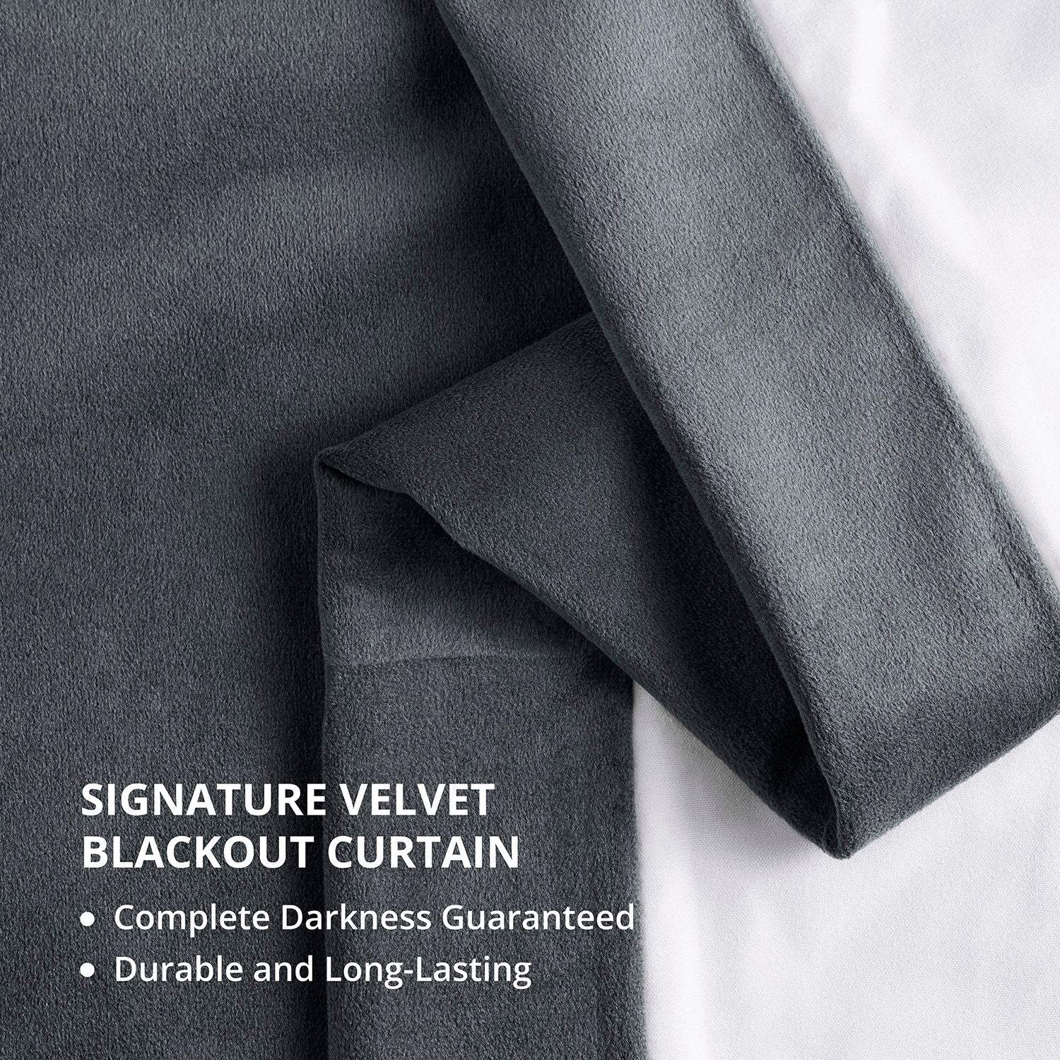 Distance Blue Grey Grommet Signature Velvet Blackout Curtain - Image 5