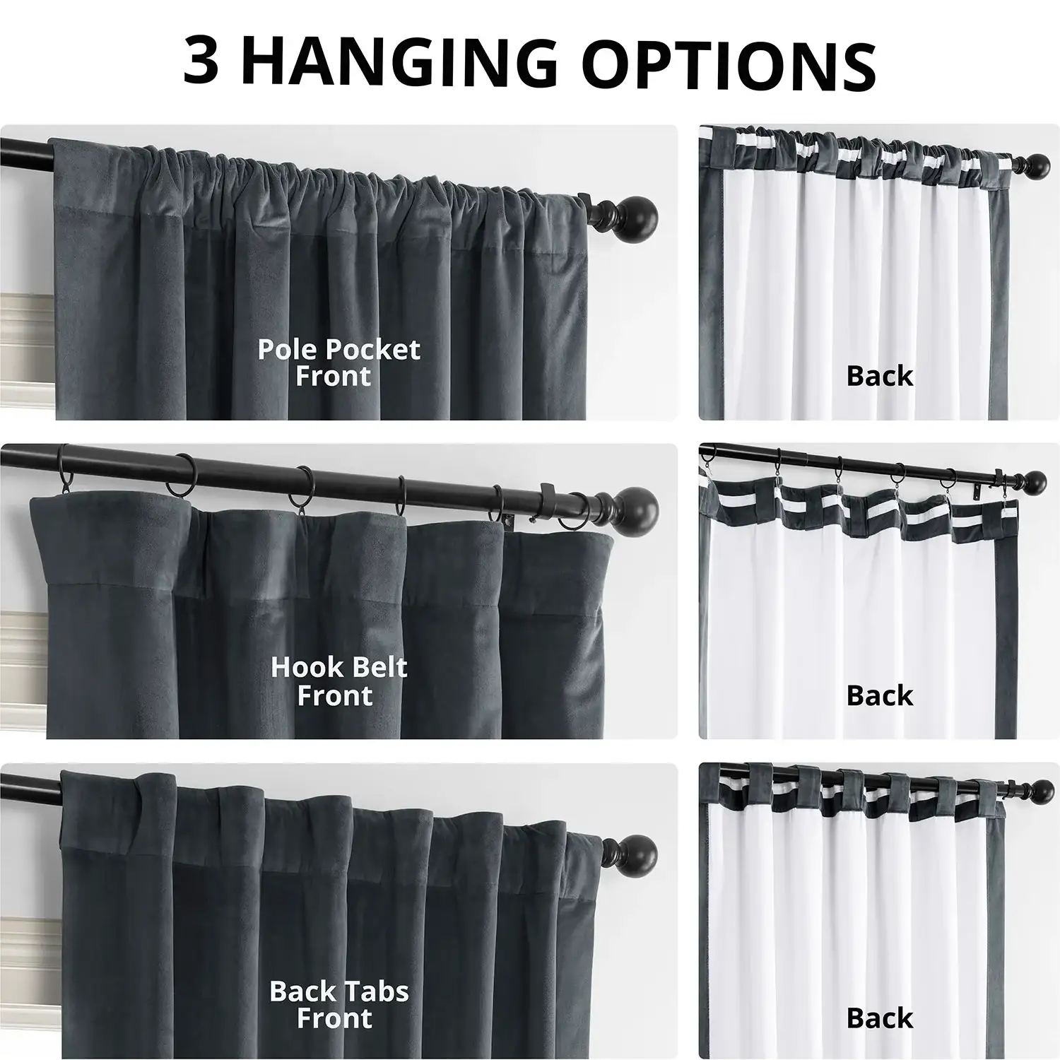Distance Blue Grey Signature Velvet Blackout Curtain - Image 2