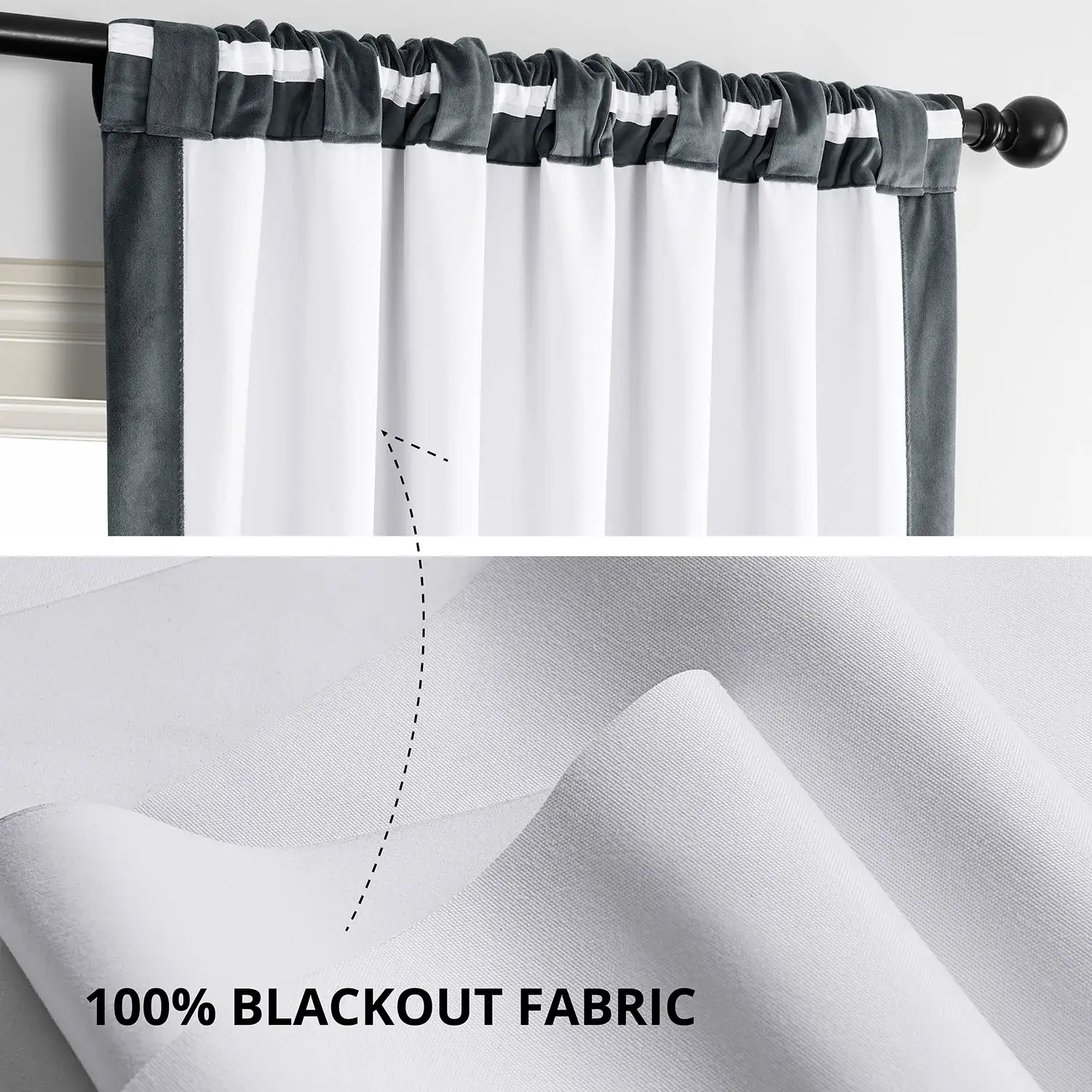 Distance Blue Grey Signature Velvet Blackout Curtain - Image 3