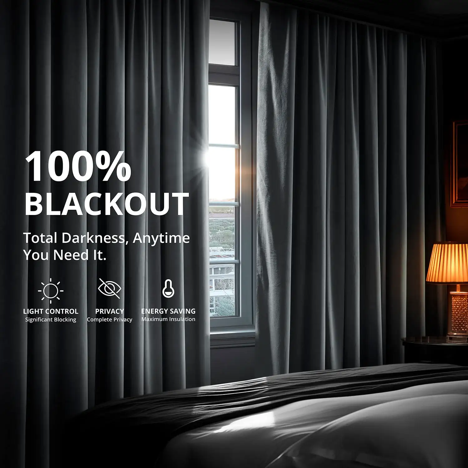 Distance Blue Grey Signature Velvet Blackout Curtain - Image 4