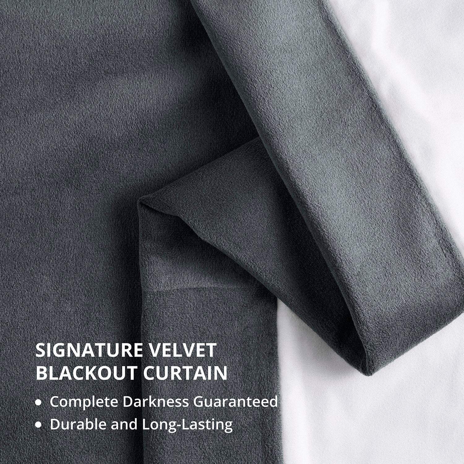 Distance Blue Grey Signature Velvet Blackout Curtain - Image 5