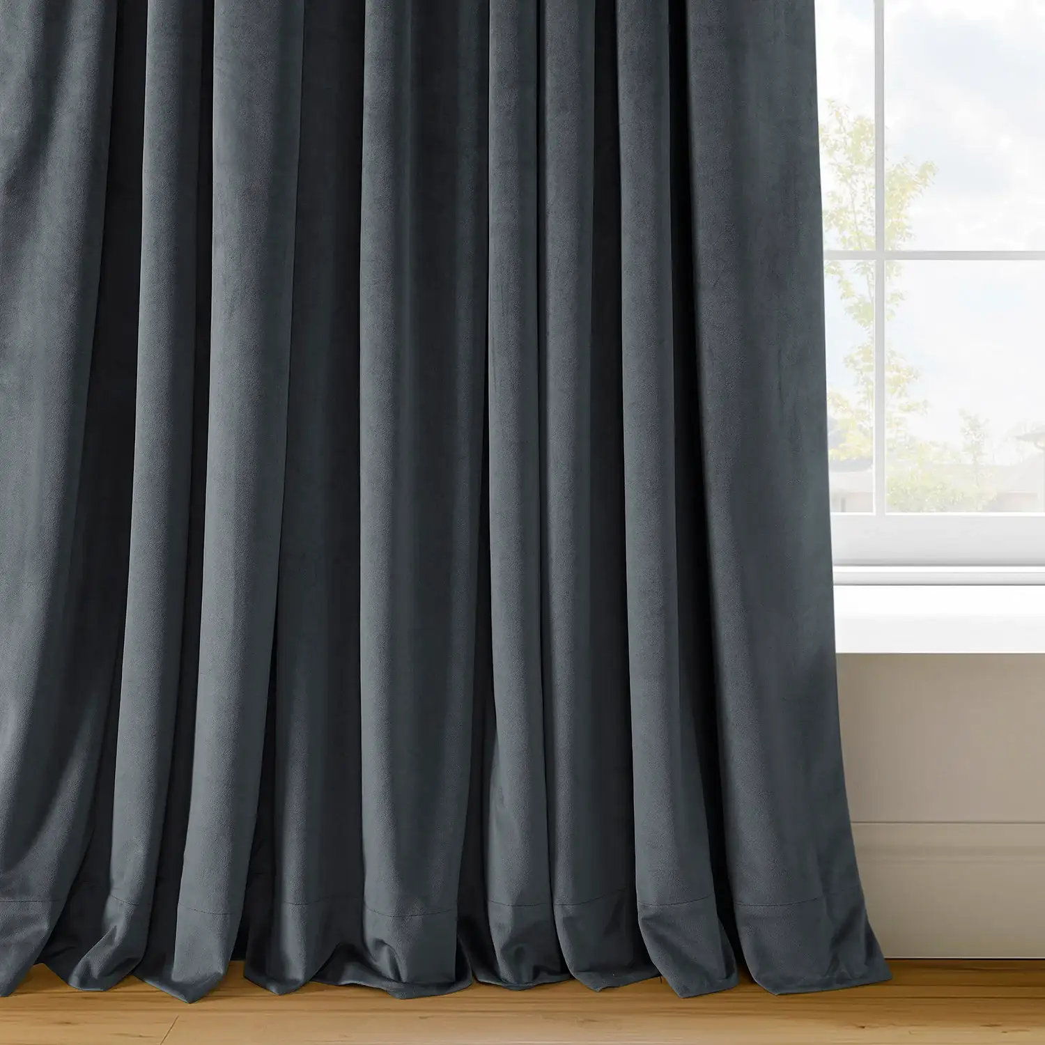 Distance Blue Grey Signature Velvet Custom Curtain - Image 3