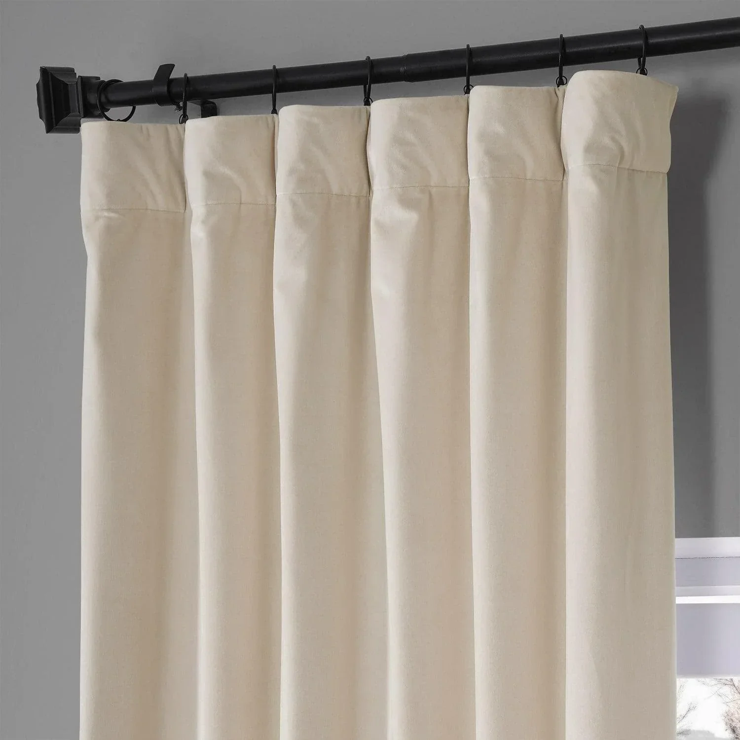 Diva Cream Signature Plush Velvet Hotel Blackout Curtain - Image 2