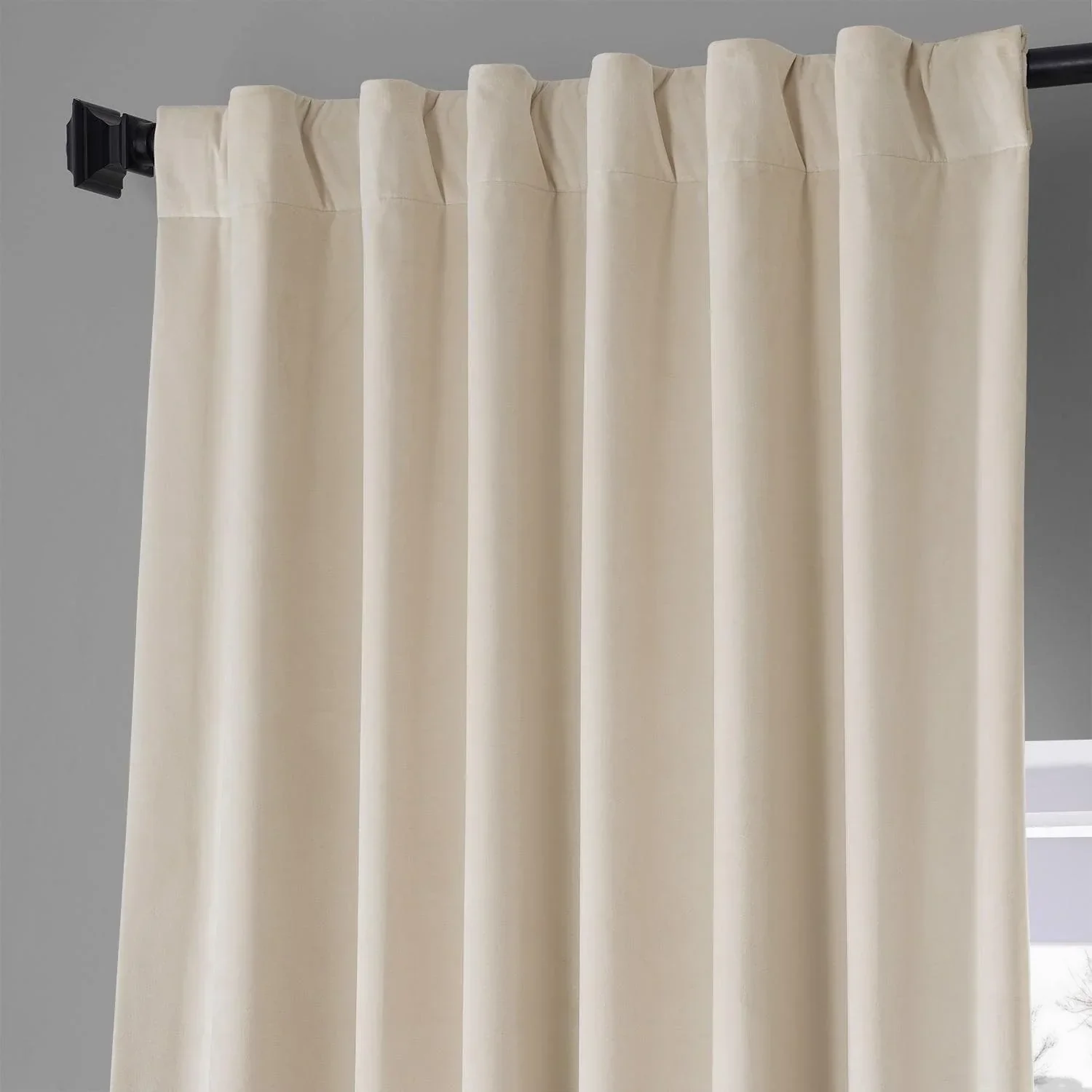 Diva Cream Signature Plush Velvet Hotel Blackout Curtain - Image 3