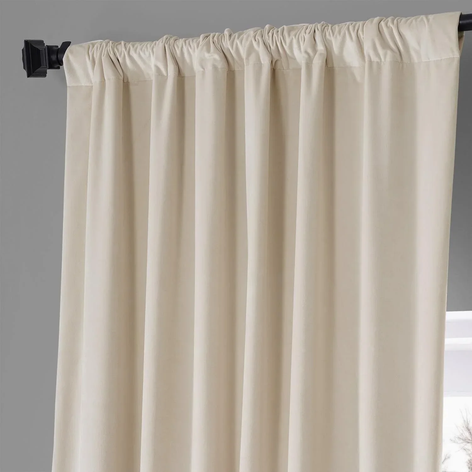 Diva Cream Signature Plush Velvet Hotel Blackout Curtain - Image 4