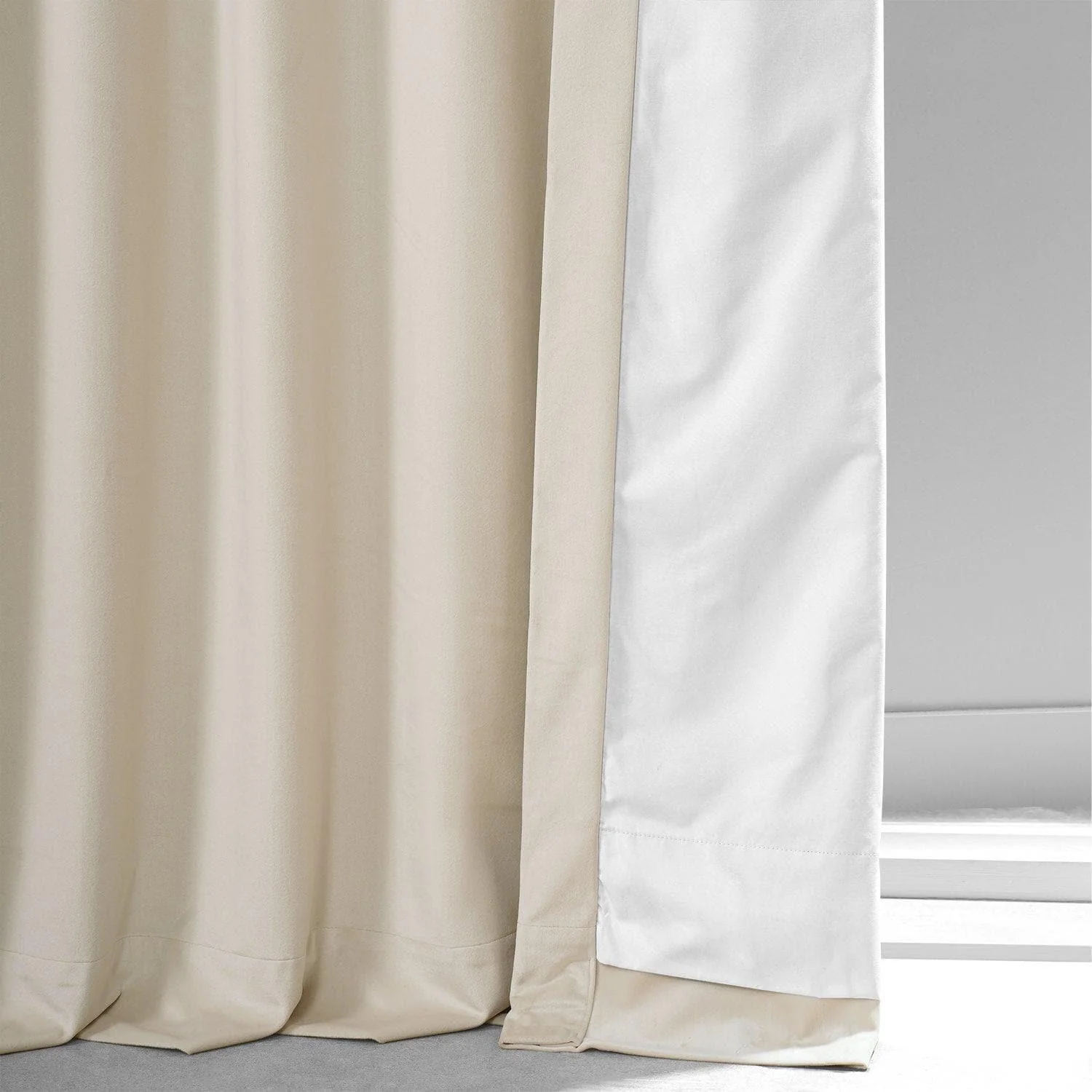 Diva Cream Signature Plush Velvet Hotel Blackout Curtain - Image 5