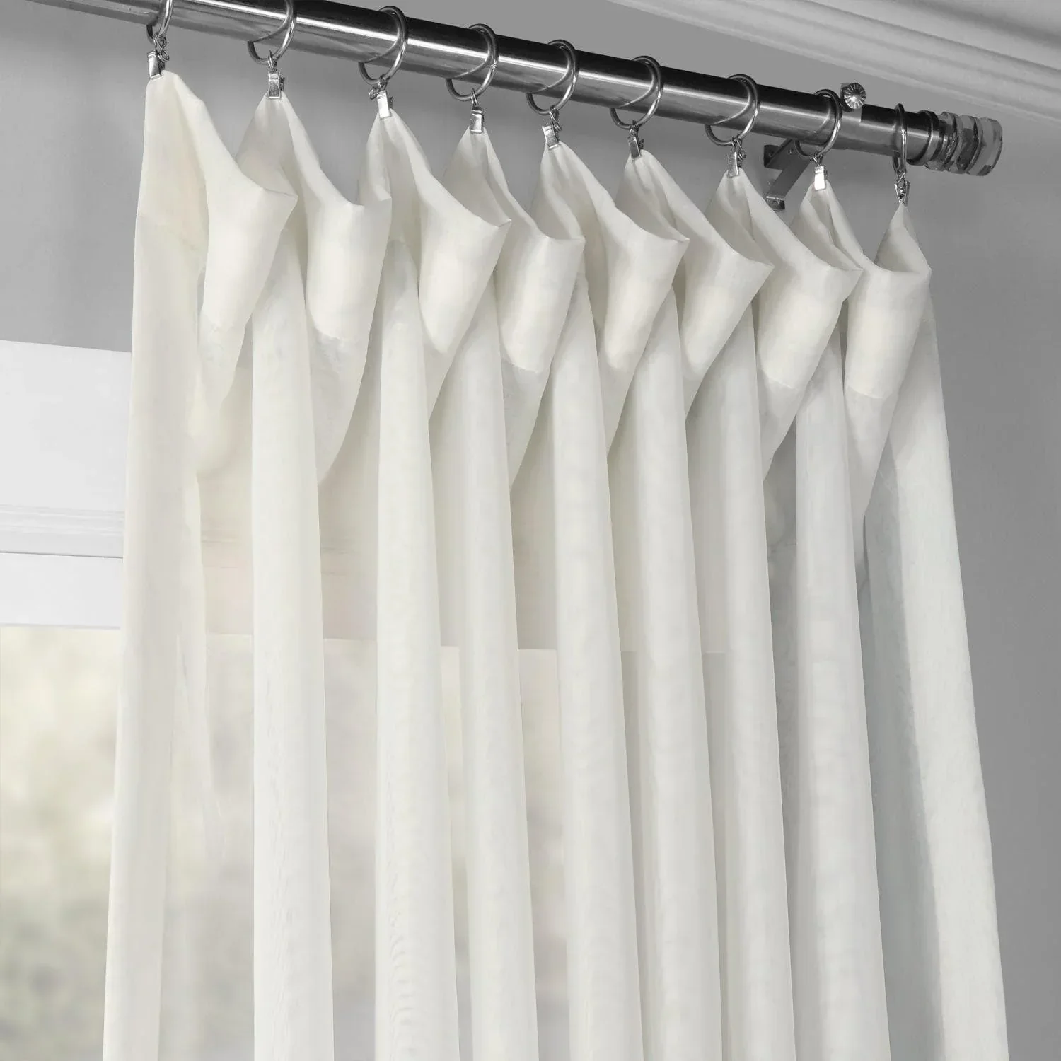 Double Layered Off White Extra Wide Sheer Curtain - Image 2