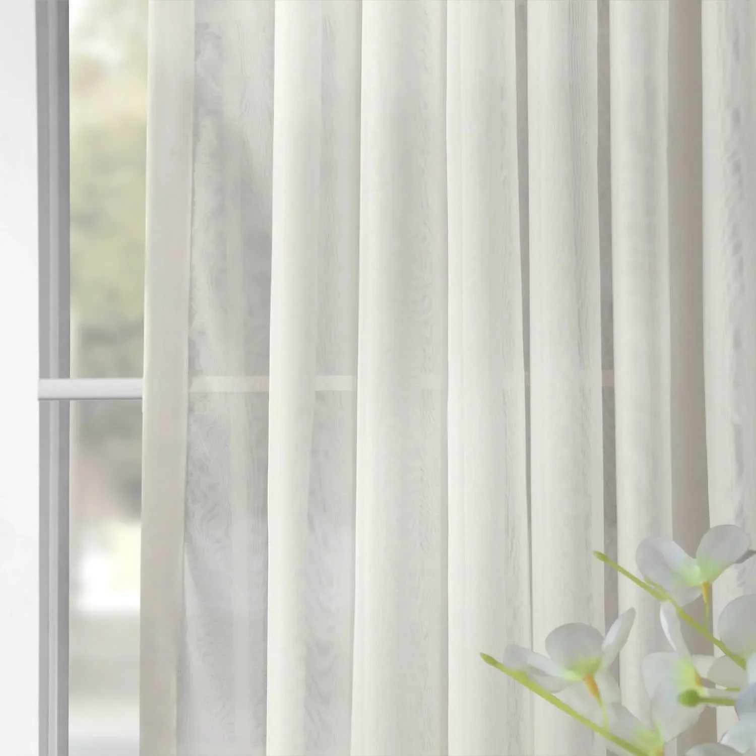 Double Layered Off White Extra Wide Sheer Curtain - Image 5