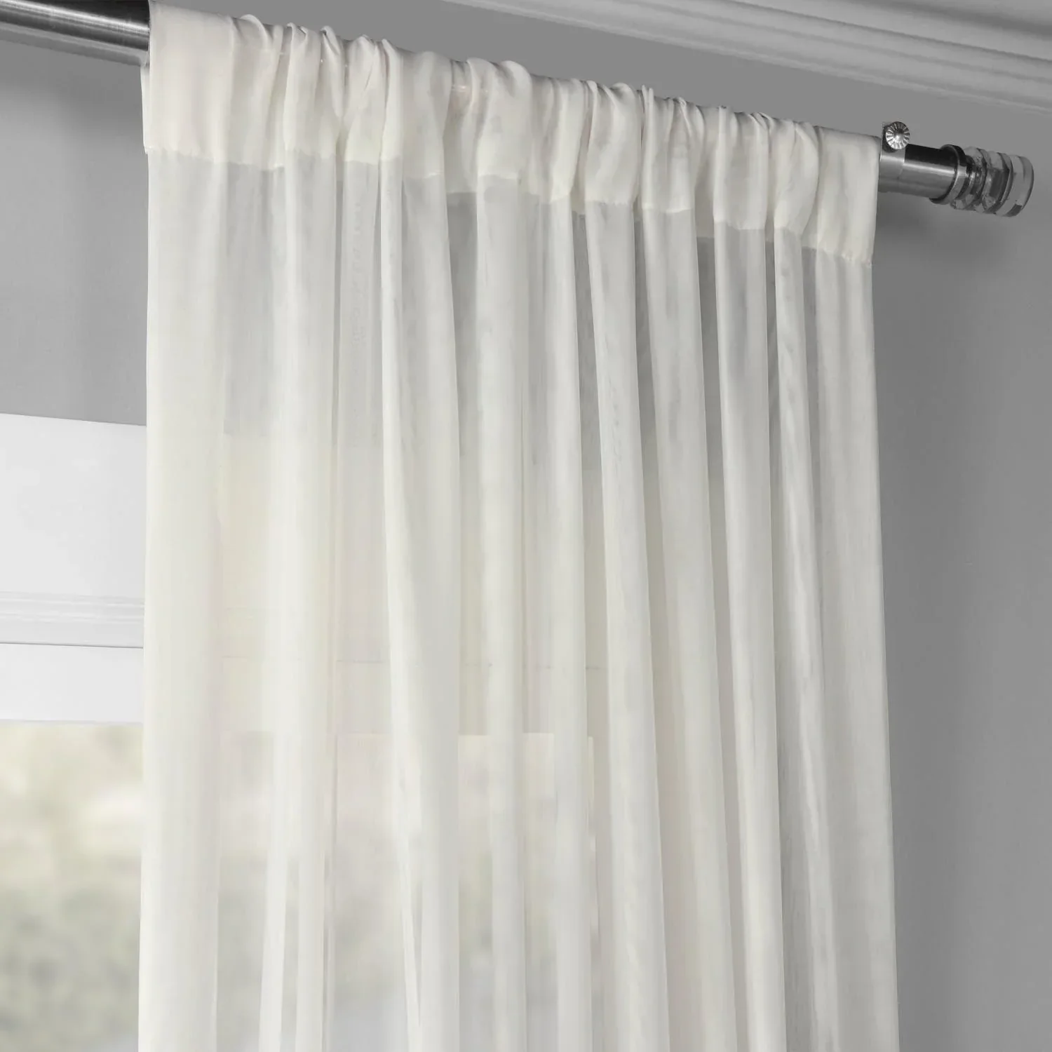 Double Layered Off White Sheer Curtain - Image 3