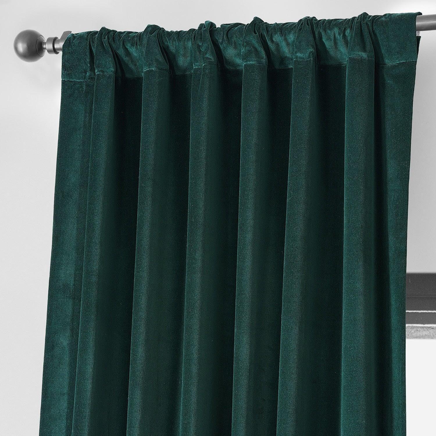 Dublin Green Vintage Cotton Velvet Room Darkening Curtain - Image 4