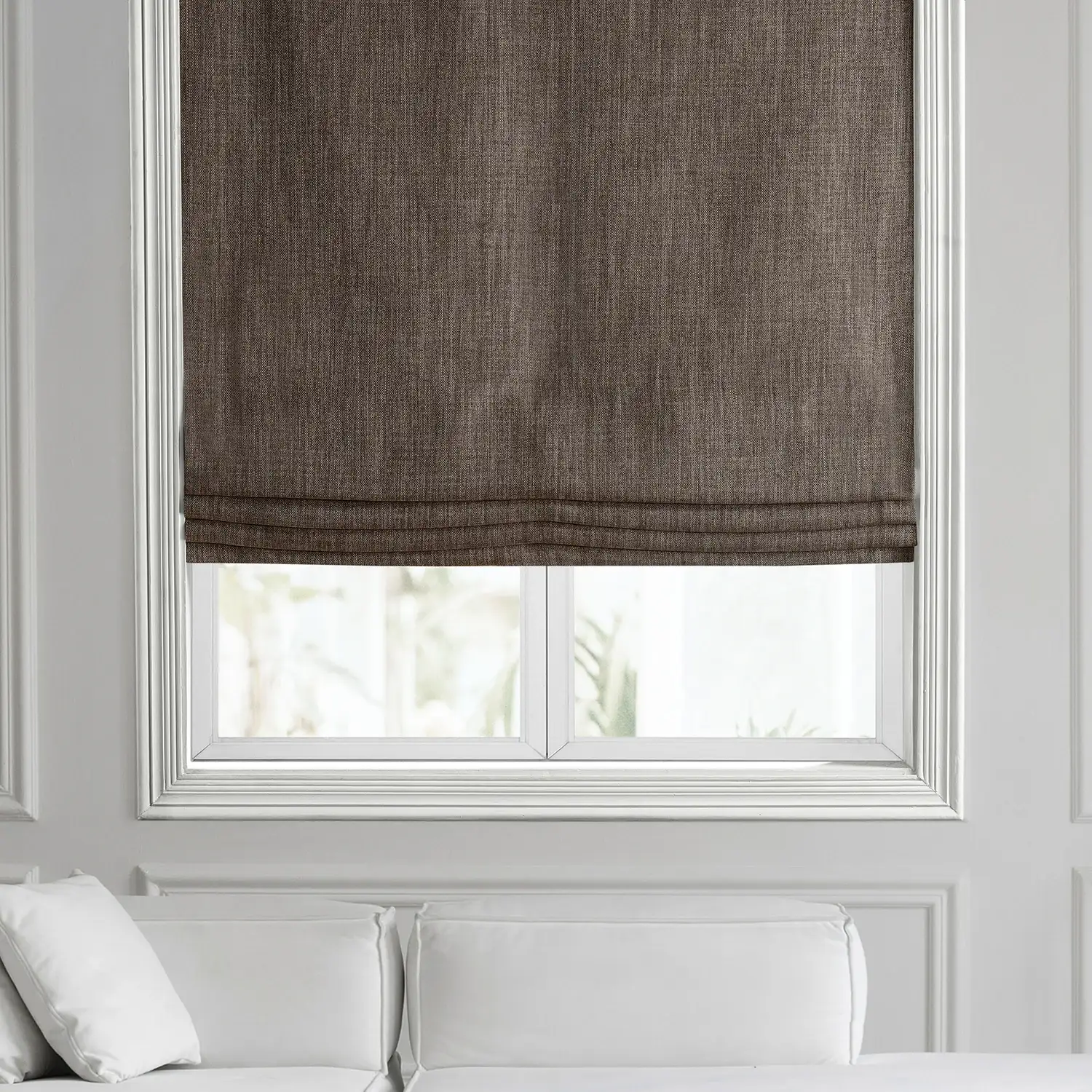 Dutch Cocoa Textured Faux Linen Roman Shade