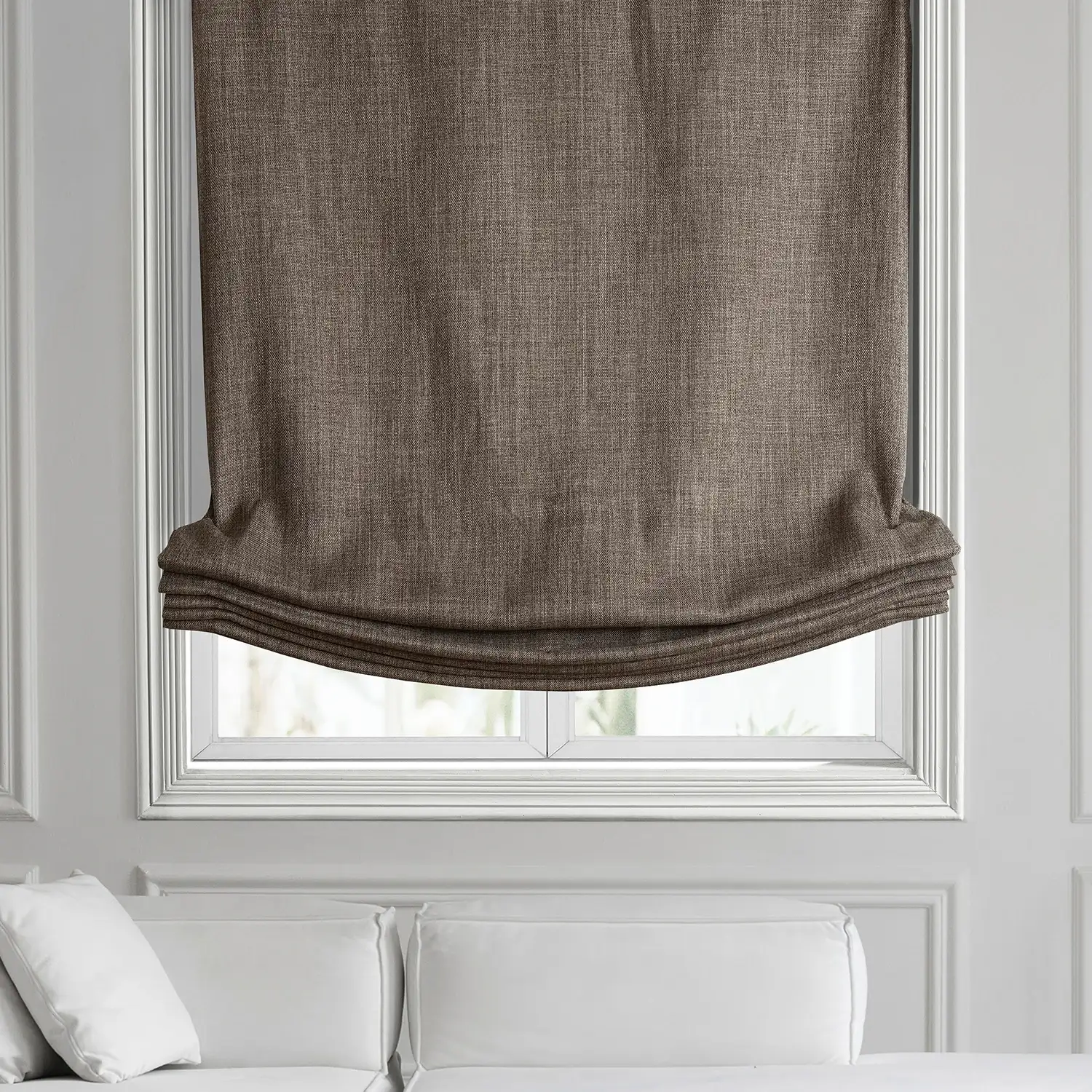 Dutch Cocoa Textured Faux Linen Roman Shade - Image 2