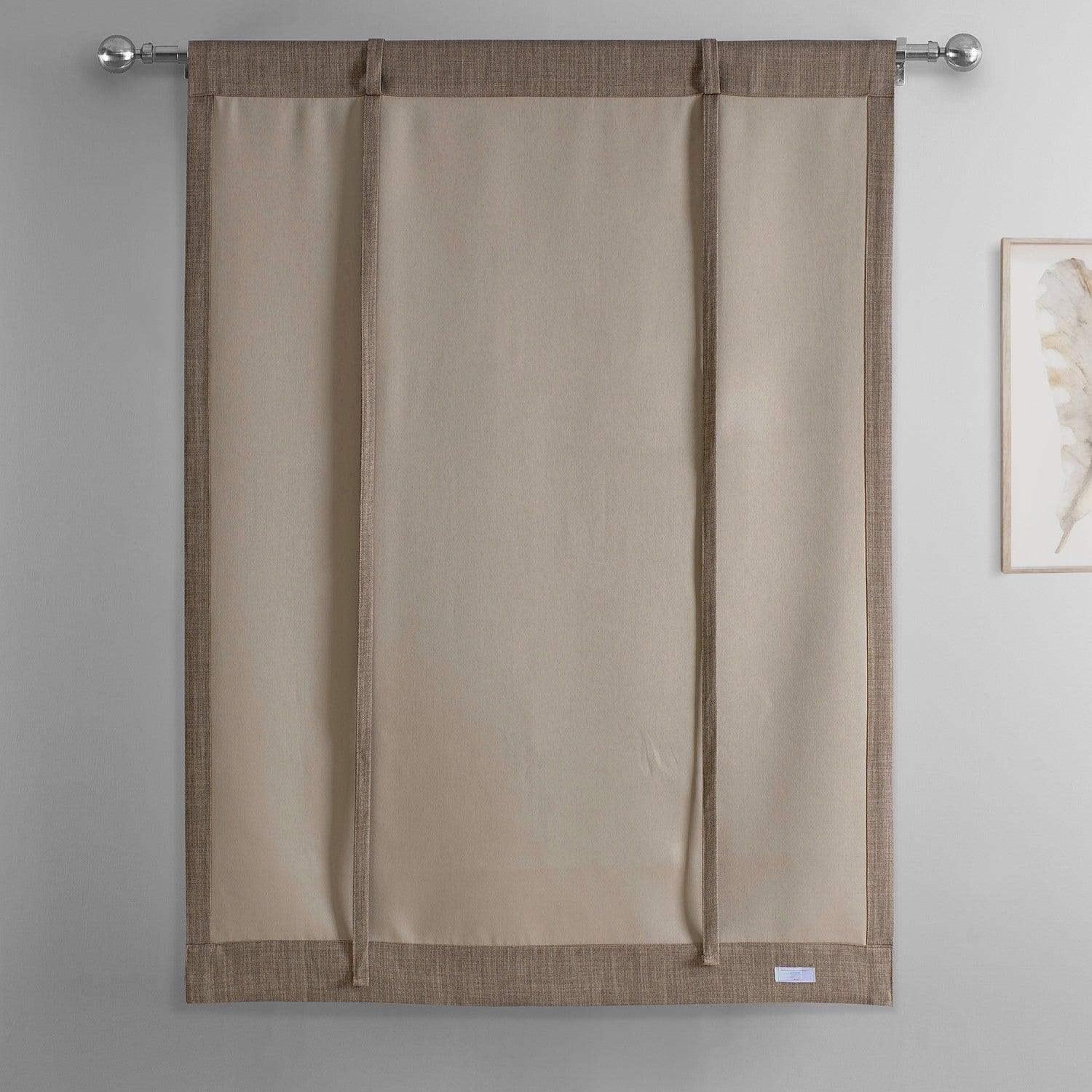 Dutch Cocoa Textured Faux Linen Room Darkening Tie-Up Window Shade - Image 4