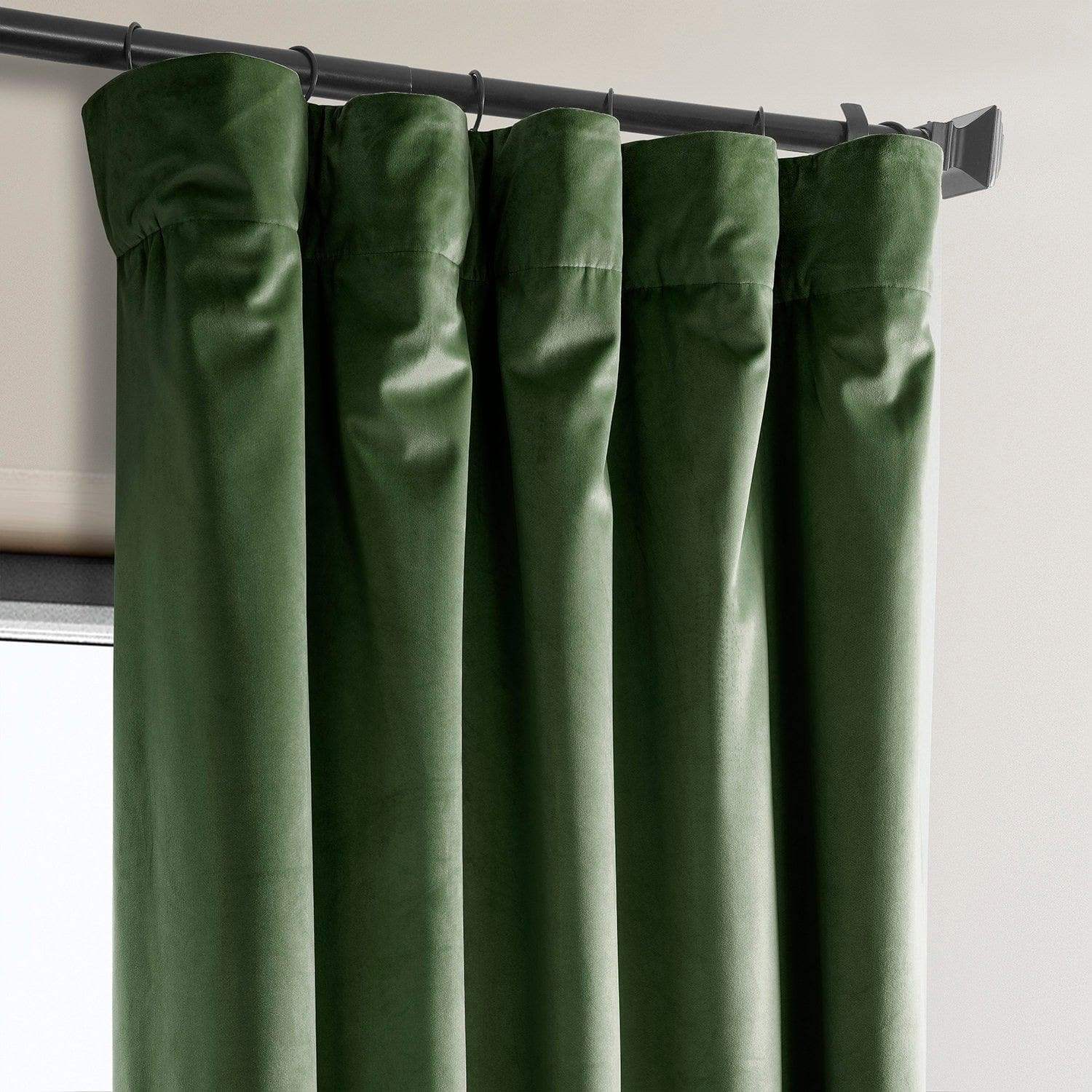 Eden Green Heritage Plush Velvet Room Darkening Curtain - Image 2