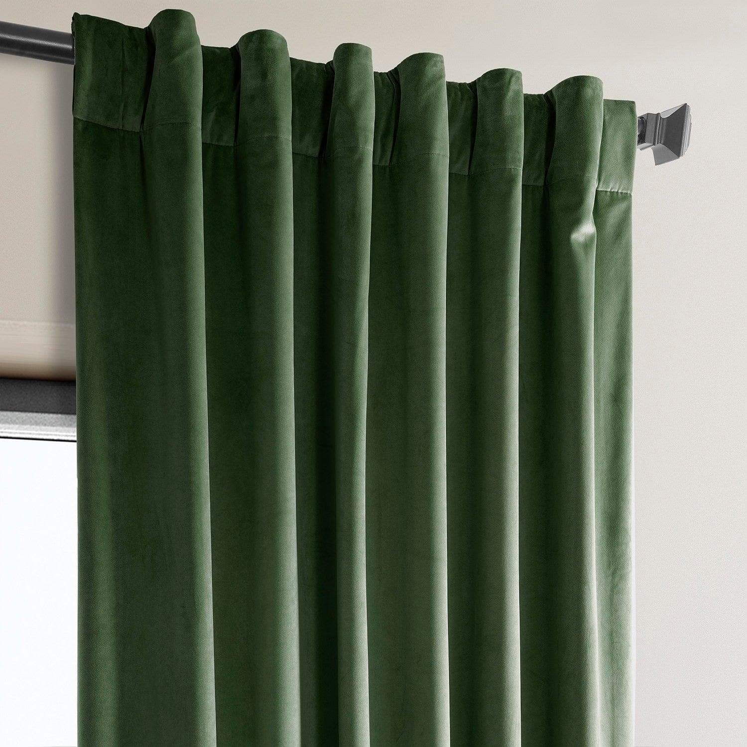 Eden Green Heritage Plush Velvet Room Darkening Curtain - Image 3