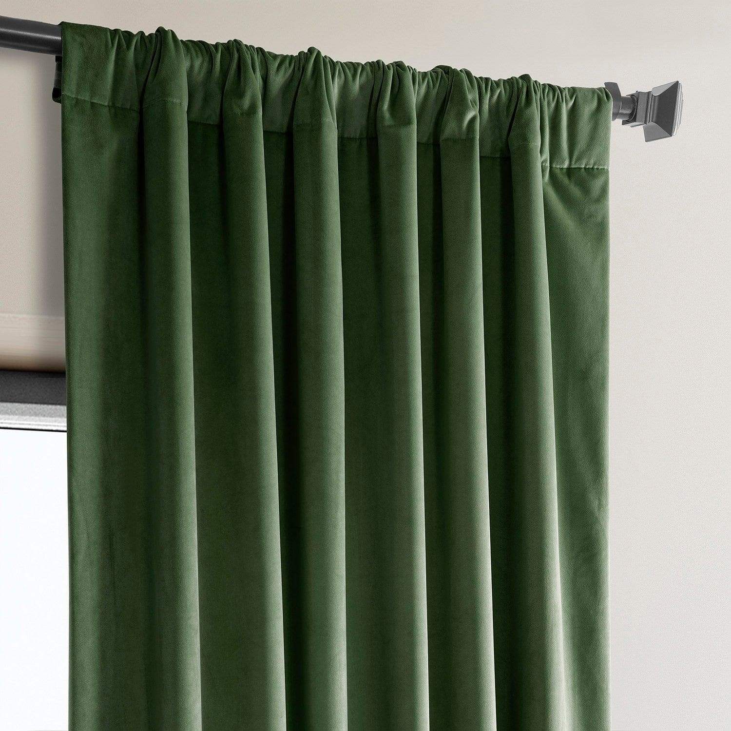 Eden Green Heritage Plush Velvet Room Darkening Curtain - Image 4