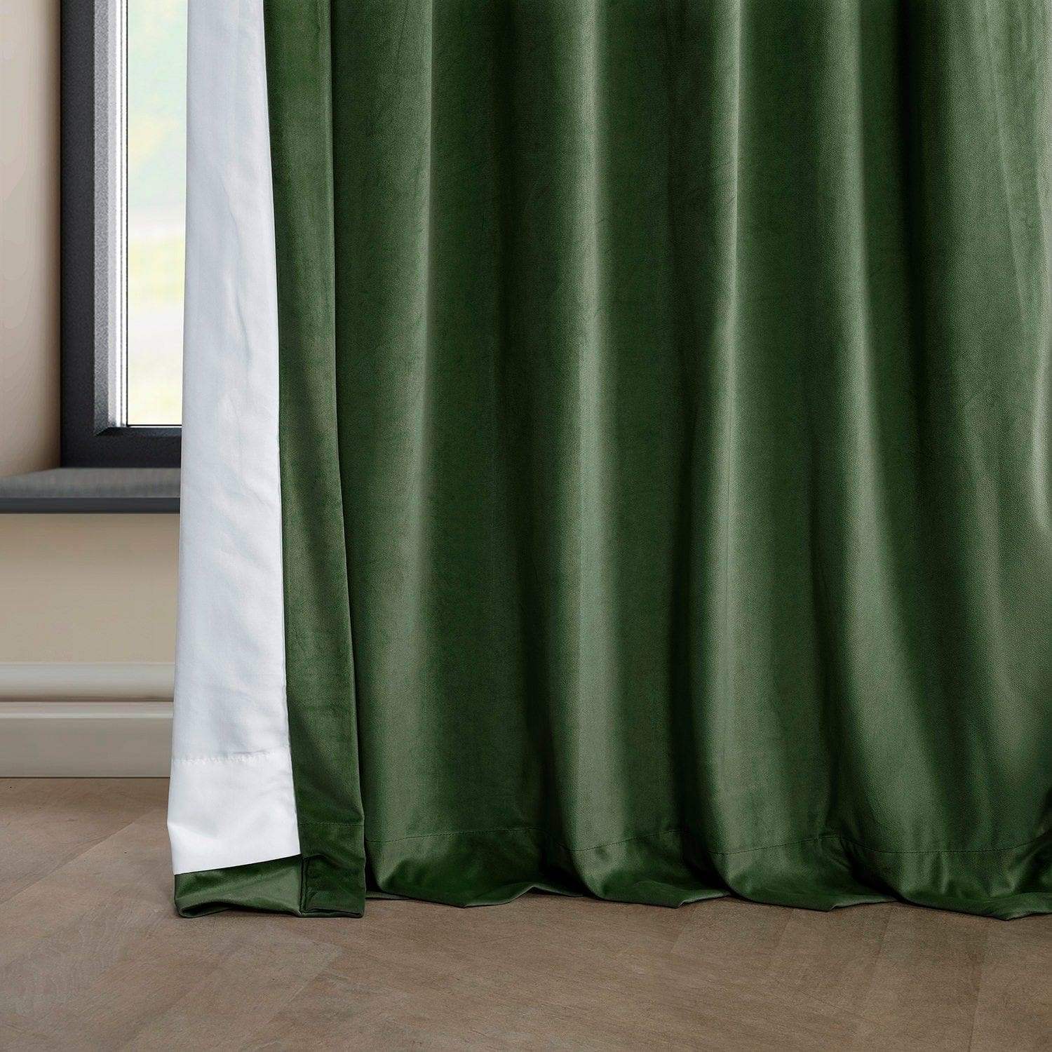 Eden Green Heritage Plush Velvet Room Darkening Curtain - Image 5