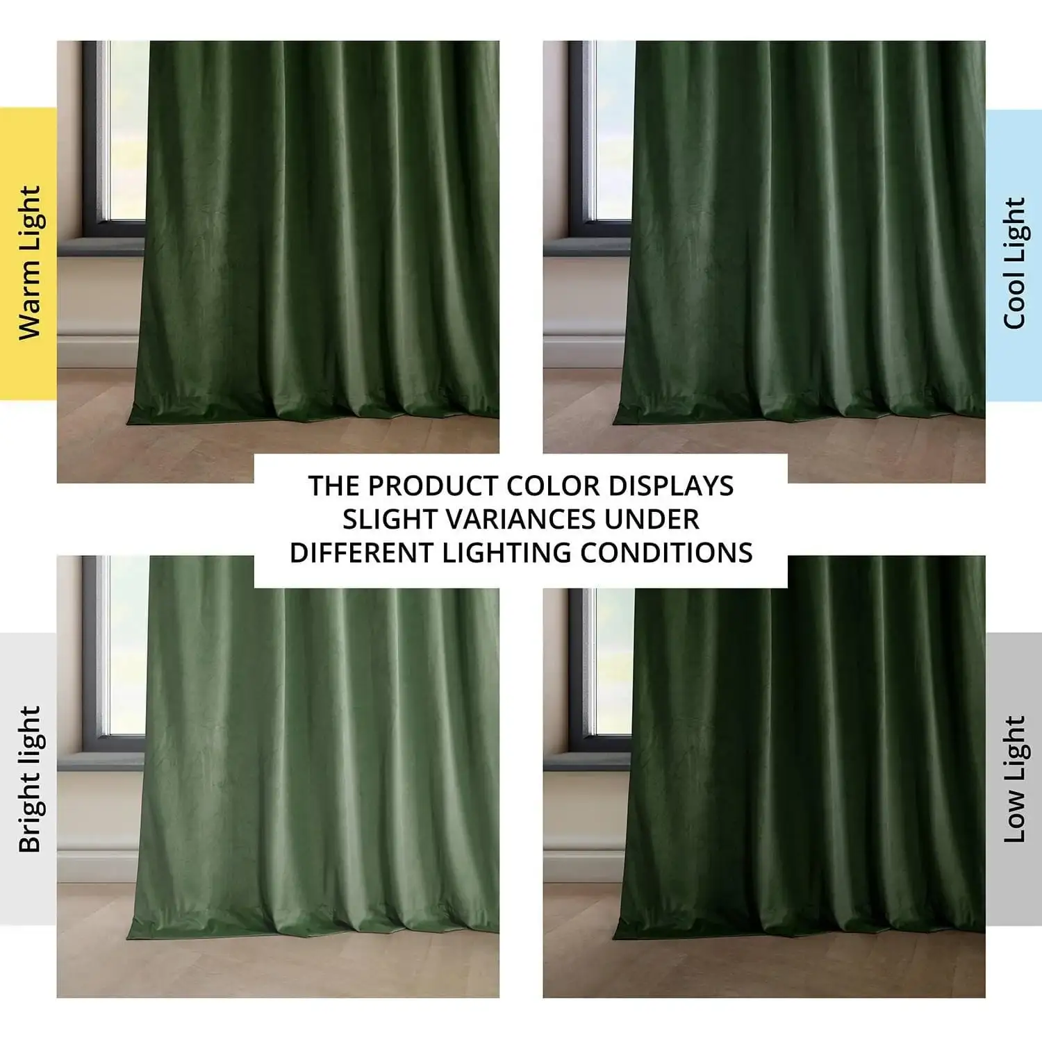 Eden Green Heritage Plush Velvet Room Darkening Curtain - Image 6