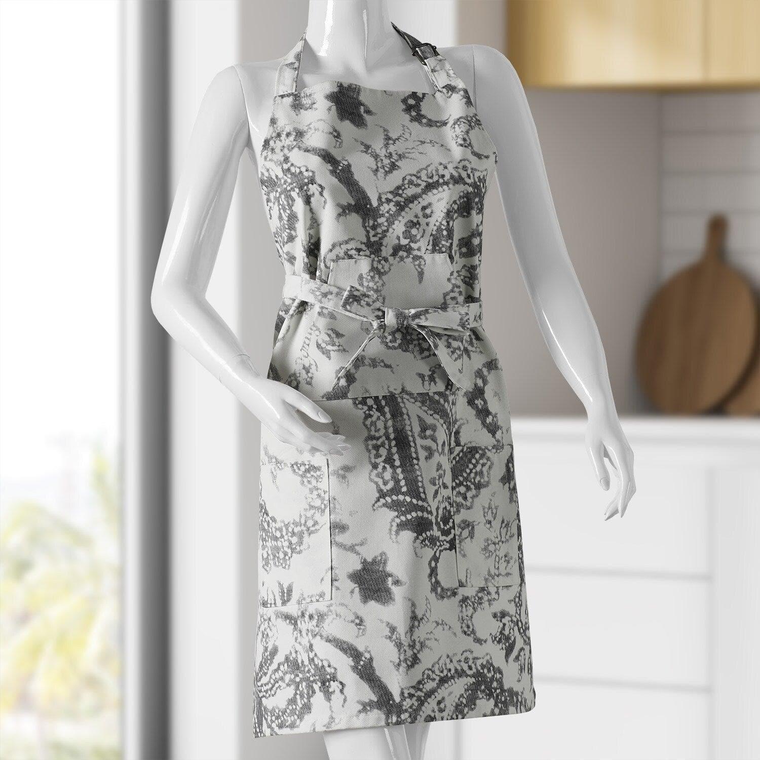 Edina Grey Paisley Printed Cotton Apron - Image 3