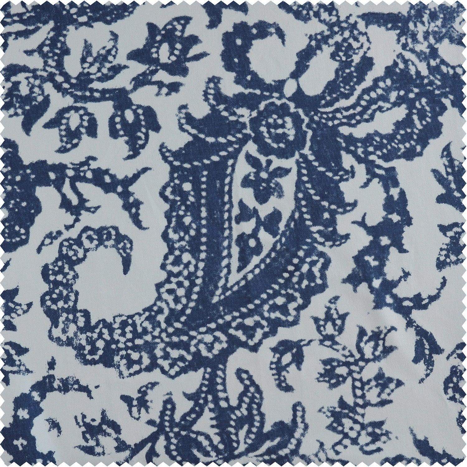 Edina Washed Blue Paisley Printed Cotton Roman Shade - Image 3