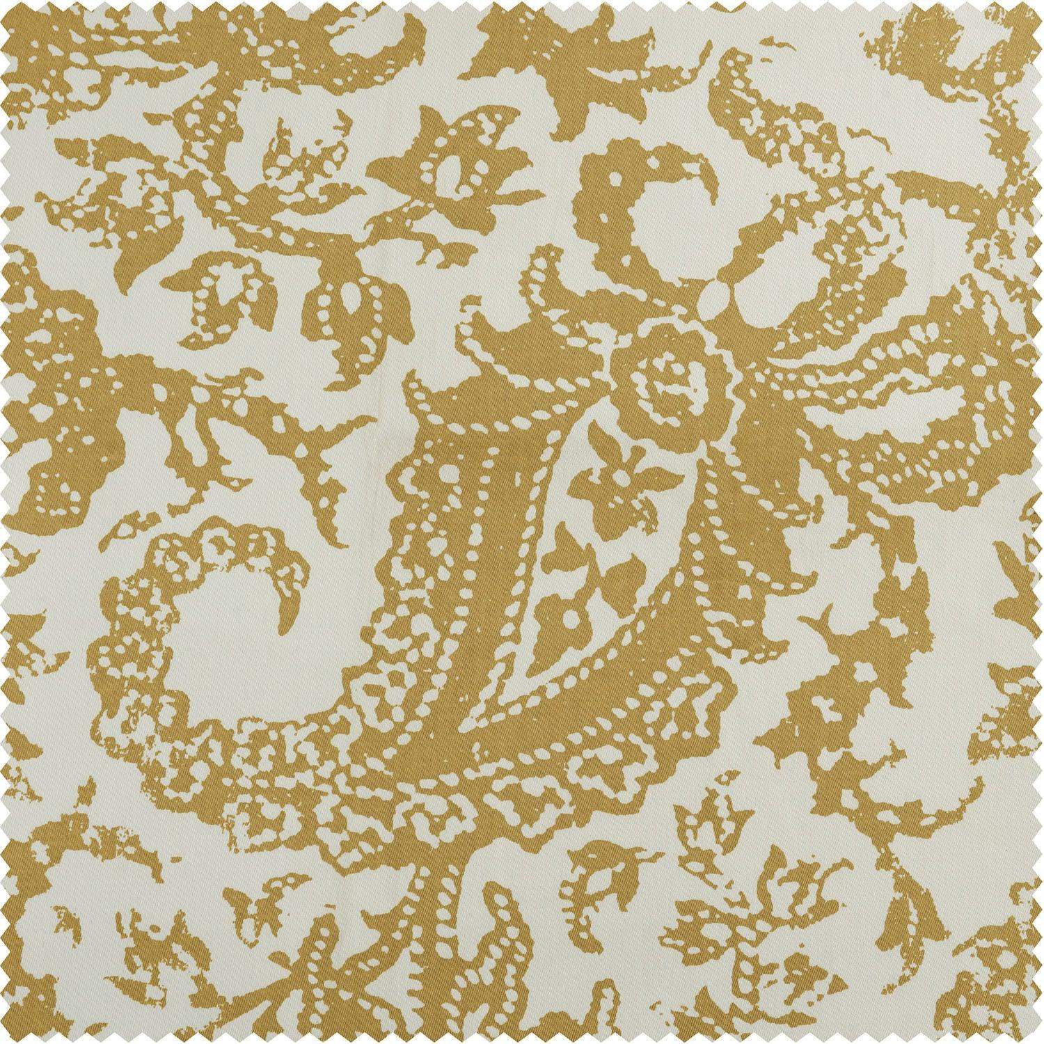 Edina Washed Mustard Paisley Printed Cotton Roman Shade - Image 3