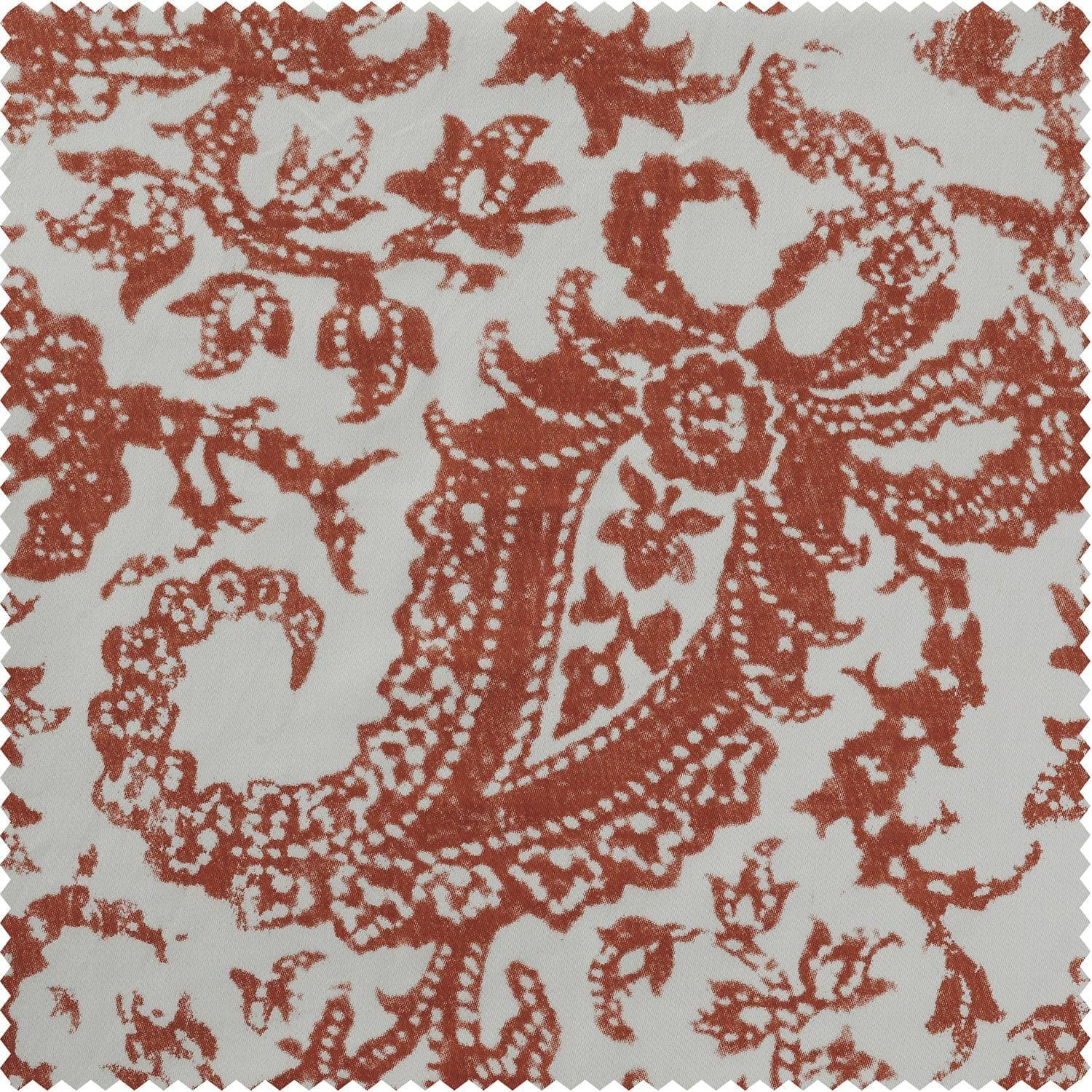Edina Washed Rust Paisley Printed Cotton Custom Curtain - Image 2